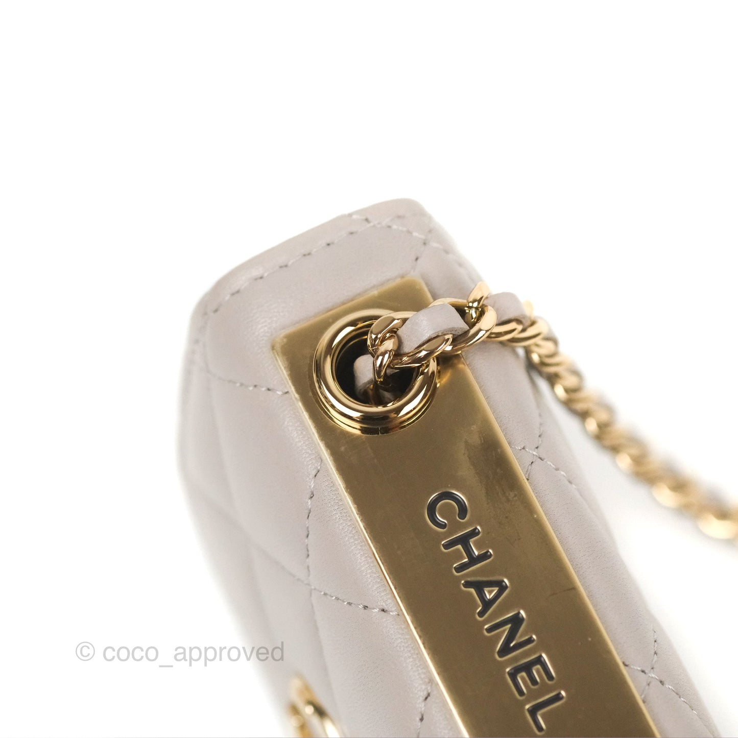 Chanel Mini Quilted Trendy CC Clutch With Chain Light Grey Lambskin Gold Hardware