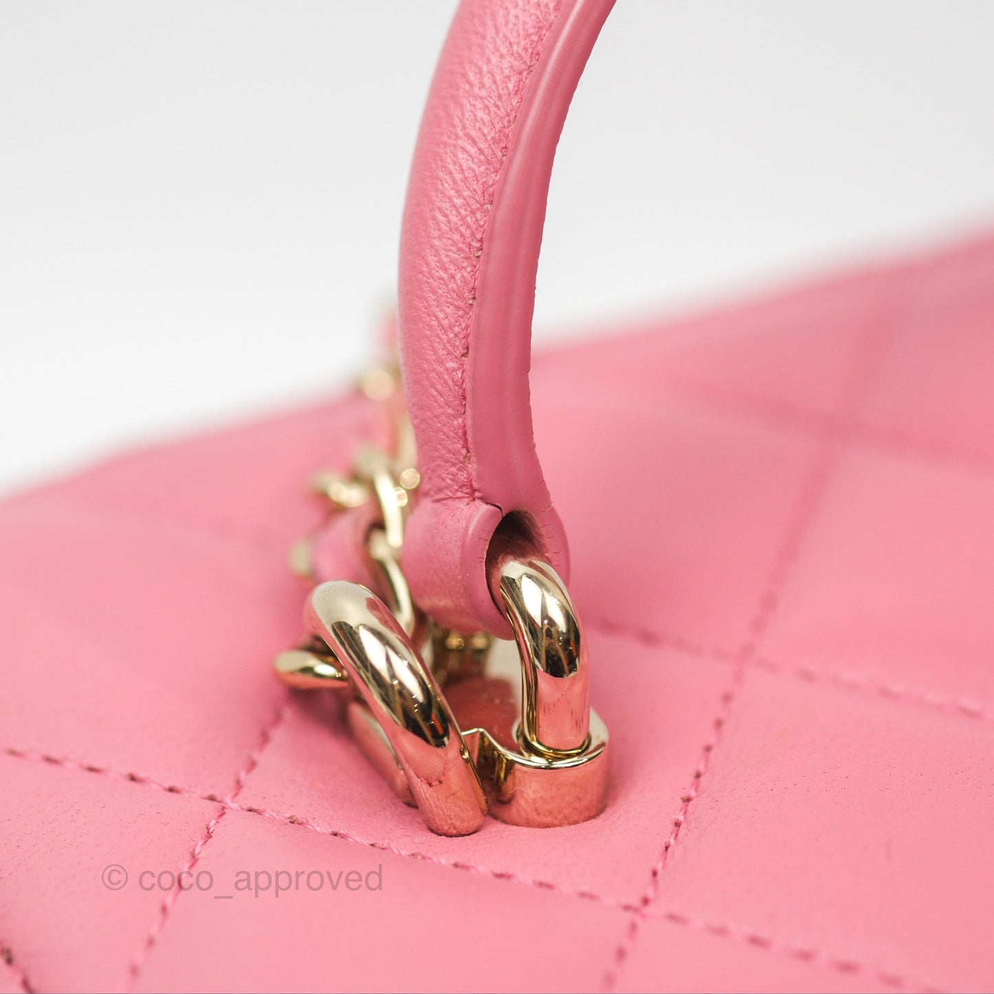 Chanel Vanity Rectangular Top Handle Pink Lambskin Gold Hardware