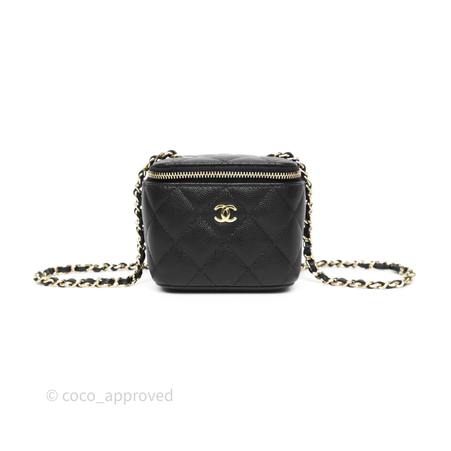 Chanel Mini Vanity With Chain Black Caviar Gold Hardware