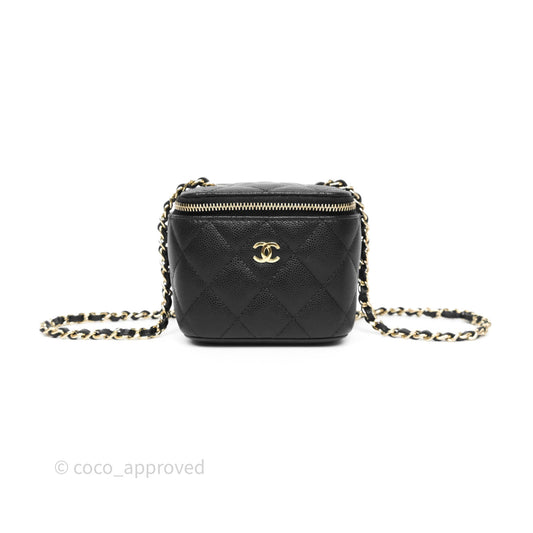 Chanel Mini Vanity With Chain Black Caviar Gold Hardware