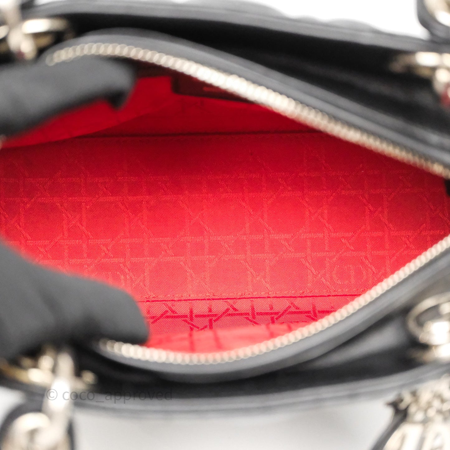 Christian Dior Medium Lady Dior Black Lambskin Silver Hardware
