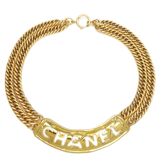 Luxury Chanel Cutout Logo Plate Choker 3795