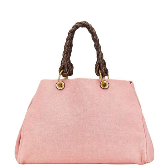 Luxury Bottega Veneta pink Canvas Leather Handbag Tote Bag ()