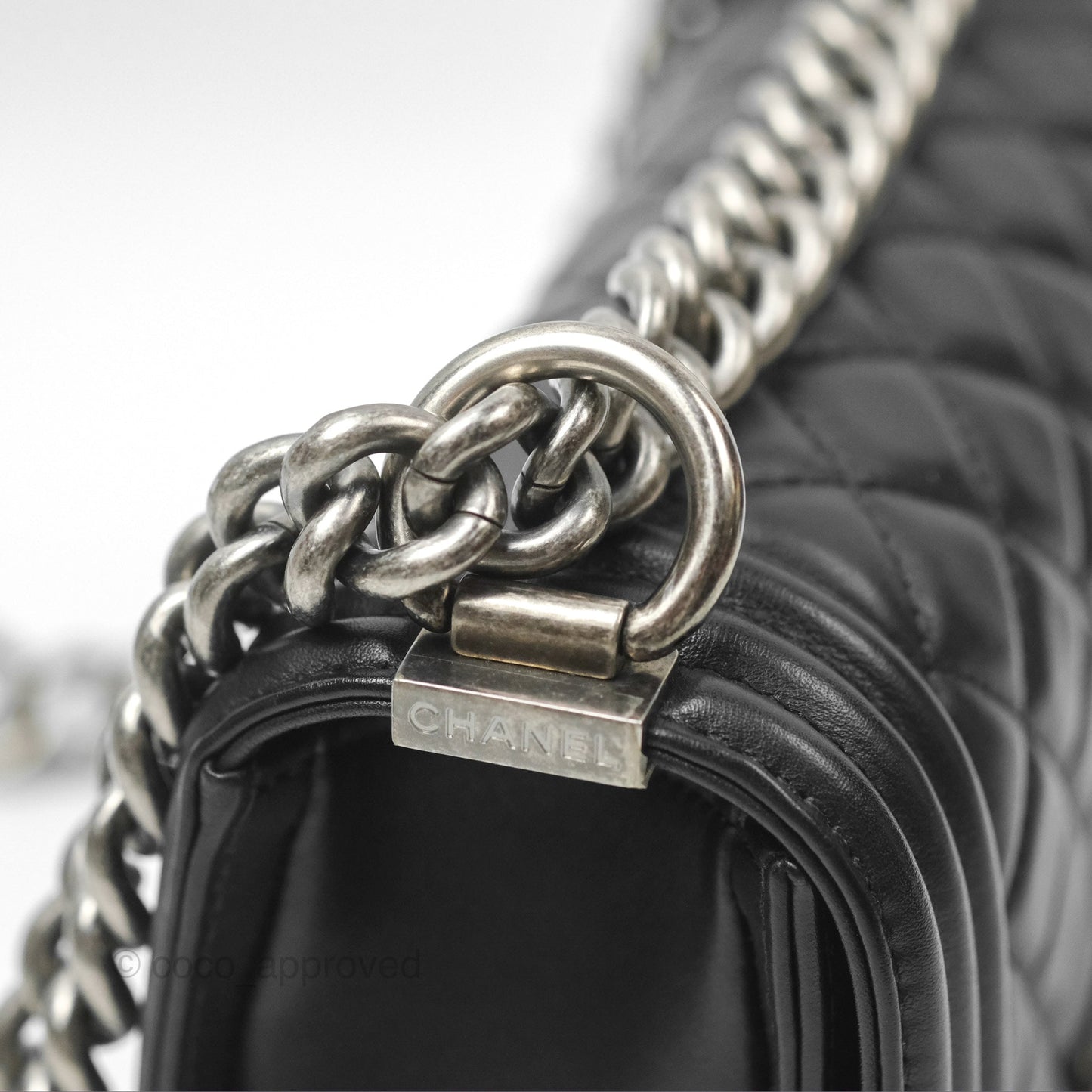 Chanel Small Boy Quilted Black Calfskin Ruthenium Hardware