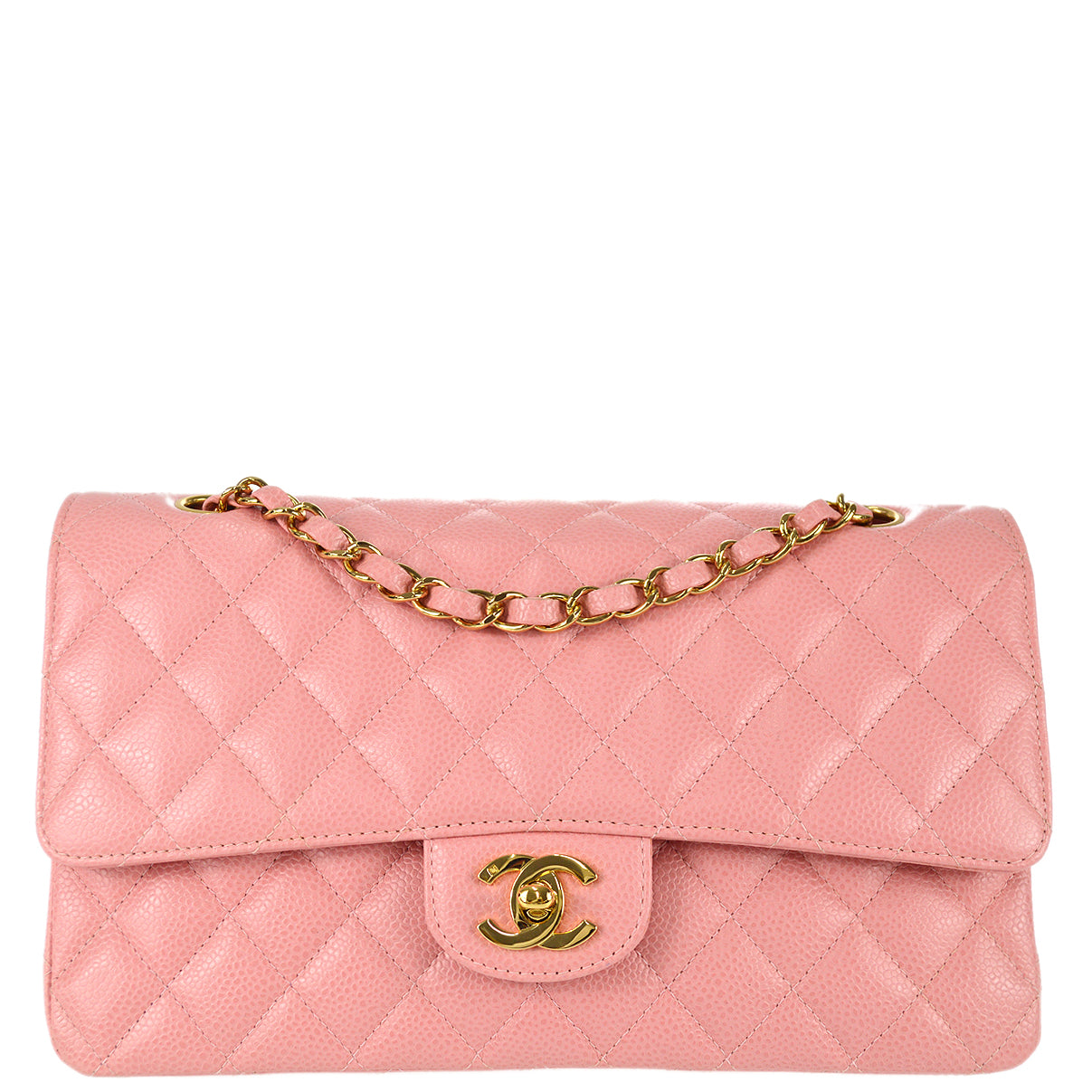 Luxury Chanel 2003-2004 Classic Double Flap Medium Pink Caviar