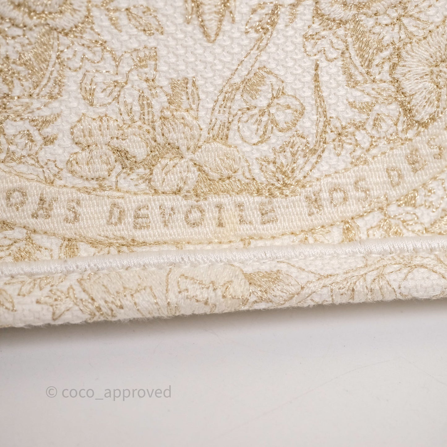 Christian Dior Medium Book Tote Latte Embroidery With Gold-Tone Metallic