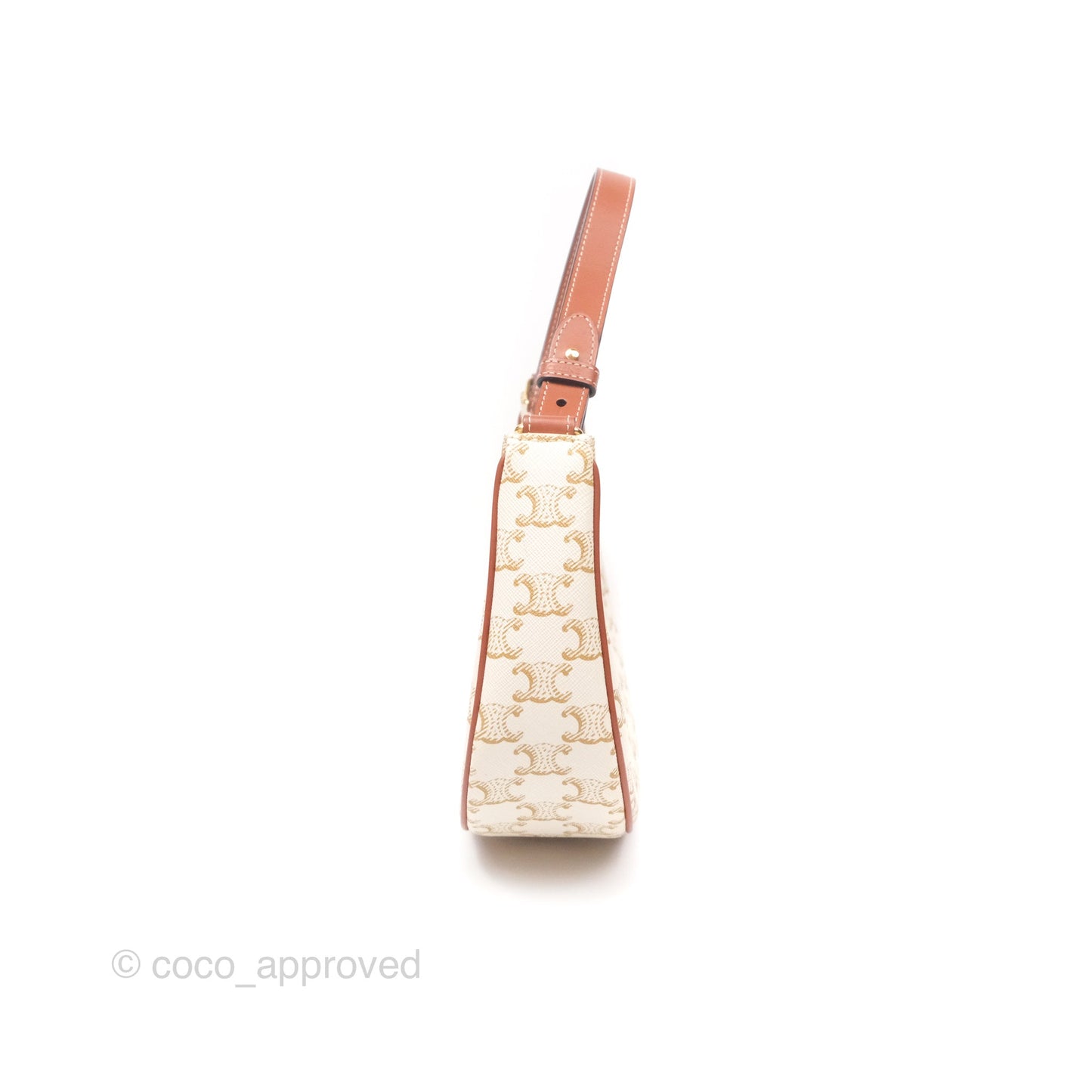 Celine Ava Bag In Triomphe Canvas Calfskin White