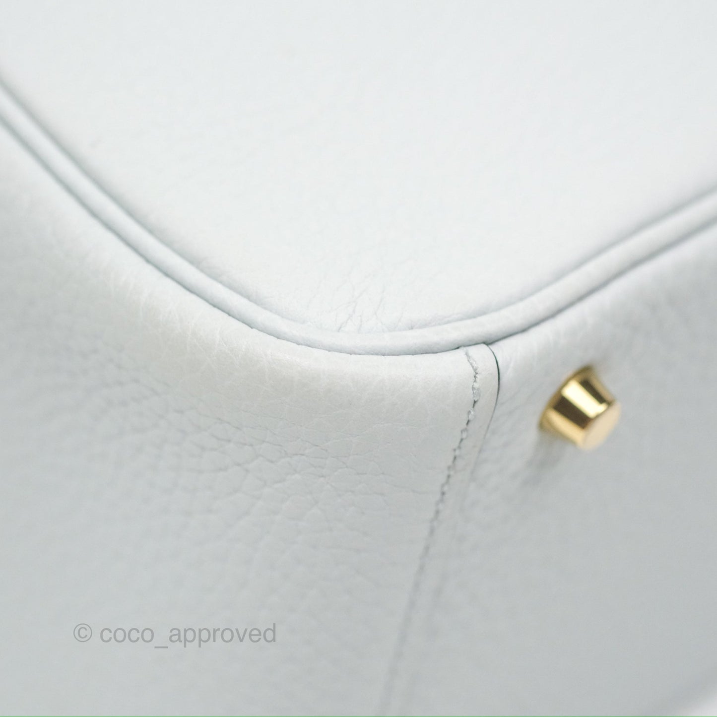 Hermès Mini Lindy 20 Bleu Pale Clemence Gold Hardware