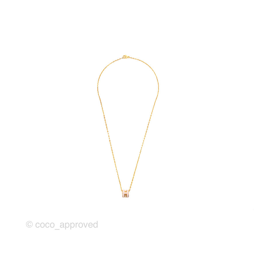 Hermès Mini Pop H Rose Dragee Pendant Necklace Gold Hardware