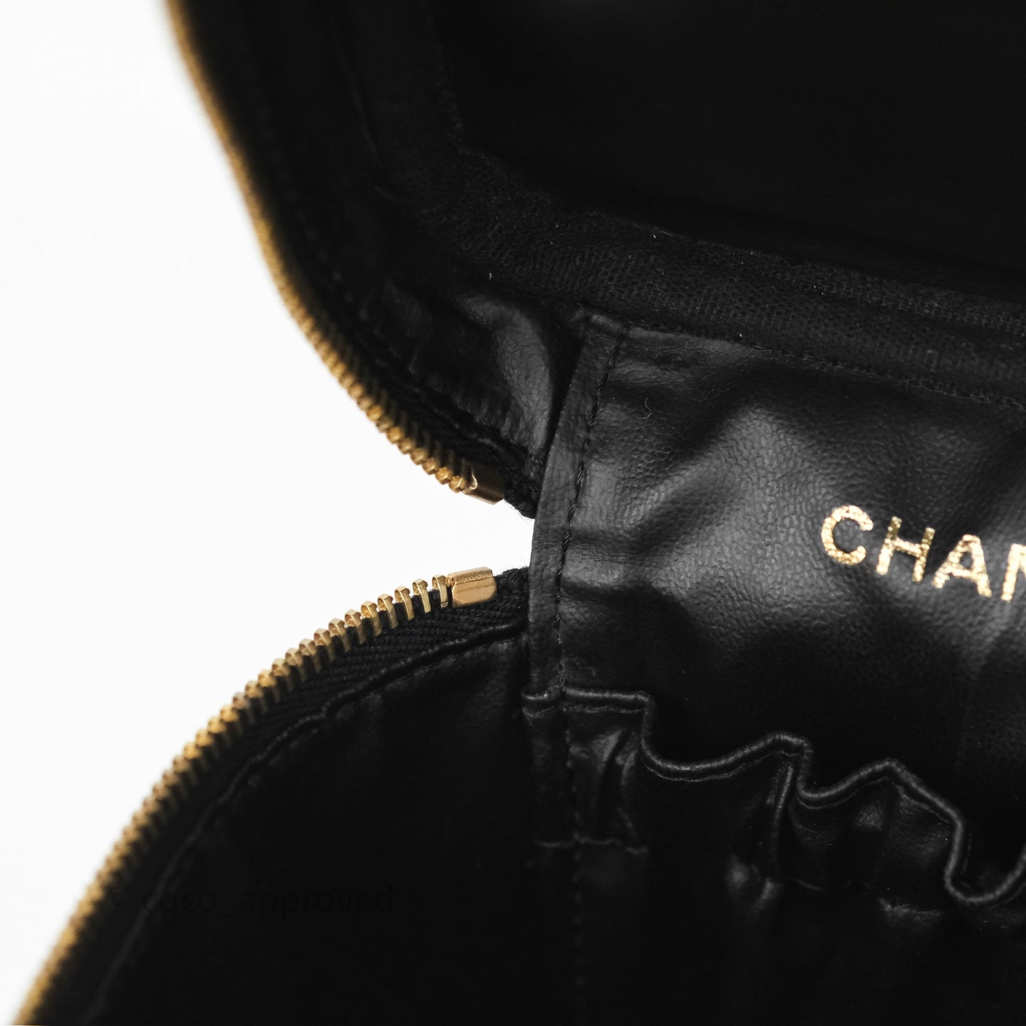 Chanel Vintage Vanity Case Black Caviar Gold Hardware