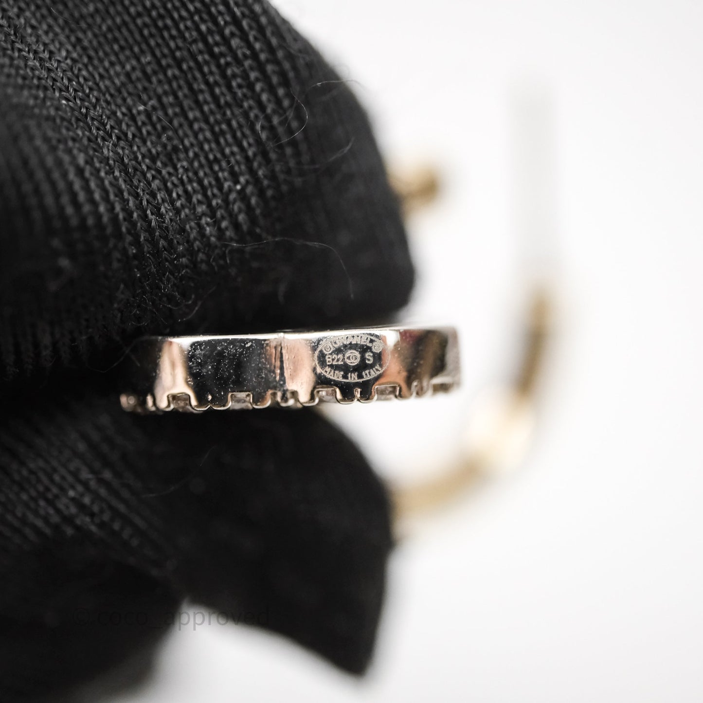 Chanel CC Hoop Logo Crystals Gold Earrings 22S