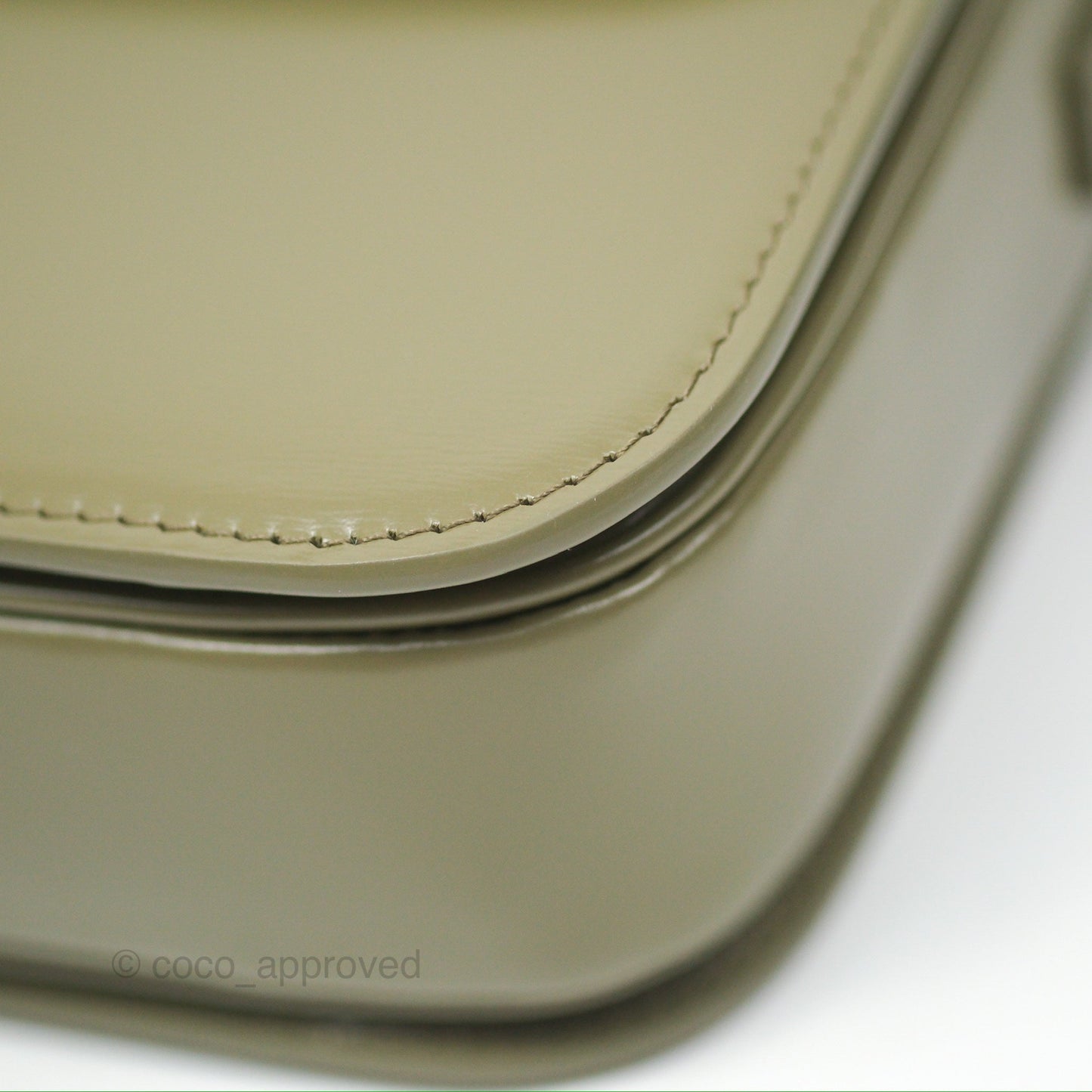 Celine Medium Triomphe Soft Khaki Shiny Calfskin