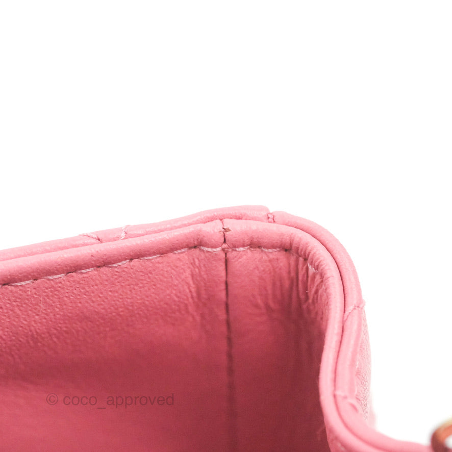 Chanel Mini Square Flap Pink Lambskin Gold Hardware