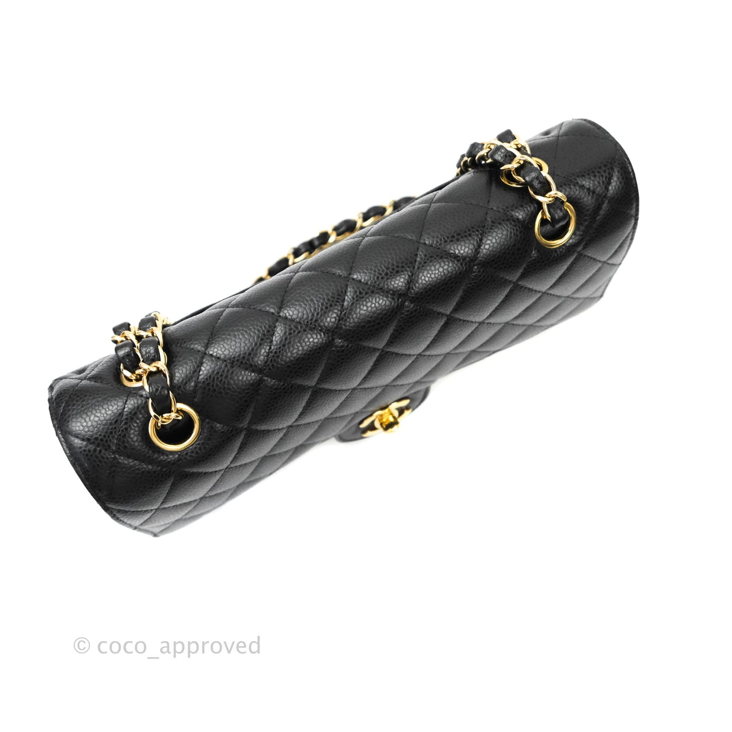 Chanel Quilted M/L Medium Double Flap Black Caviar Gold Hardware