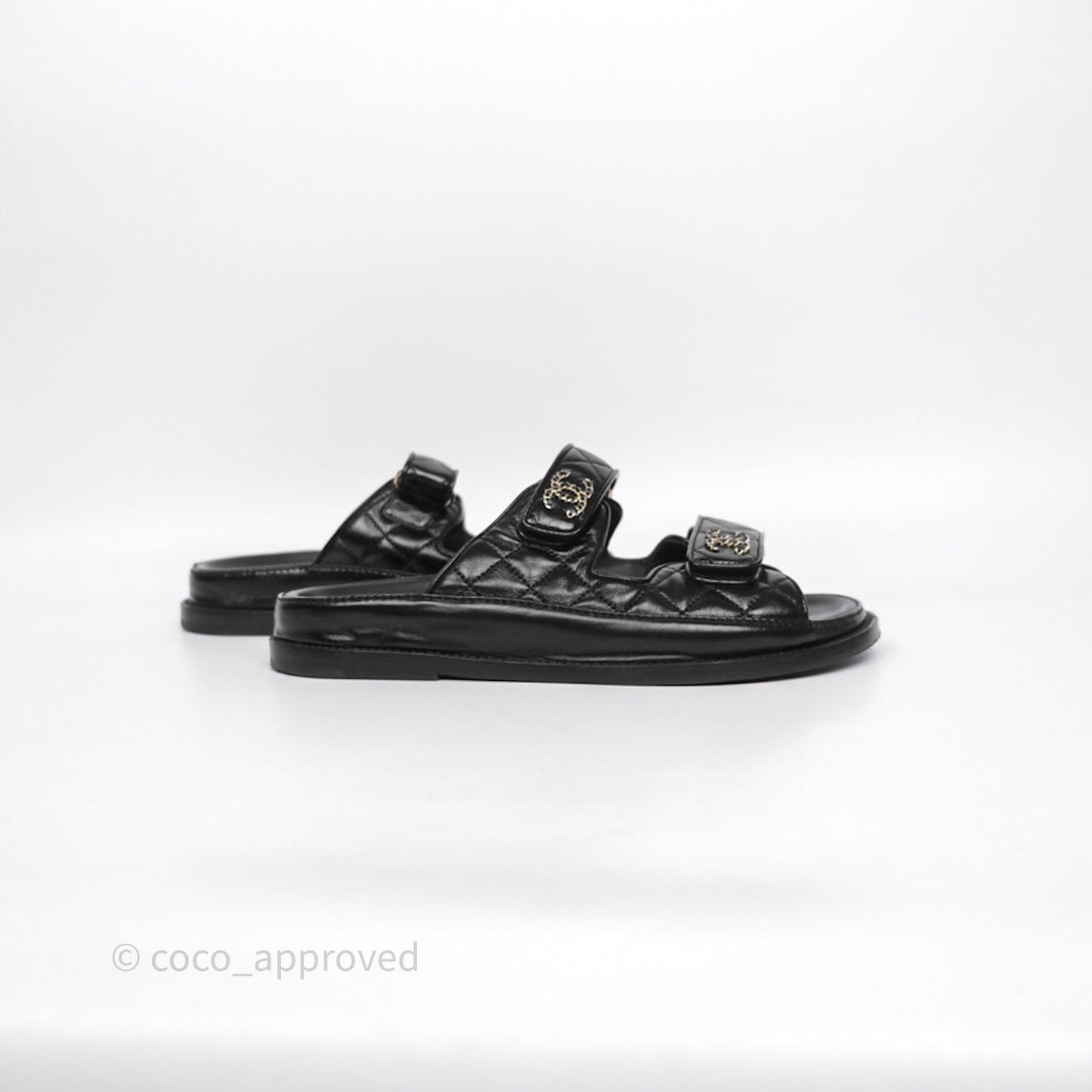 Chanel CC Black Sandals Size 36.5