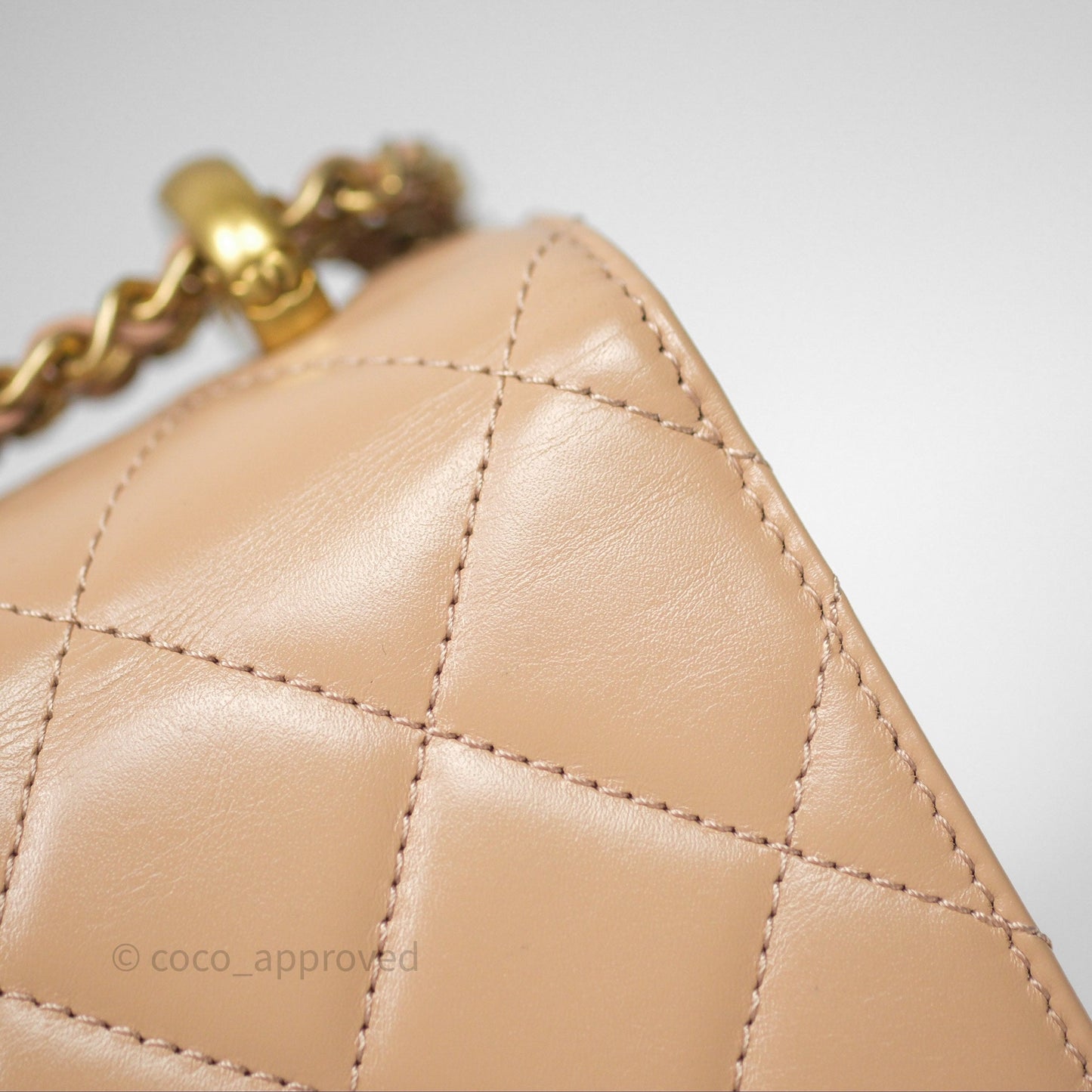 Chanel Quilted Mini Perfect Fit Adjustable Beige Calfskin Gold Hardware