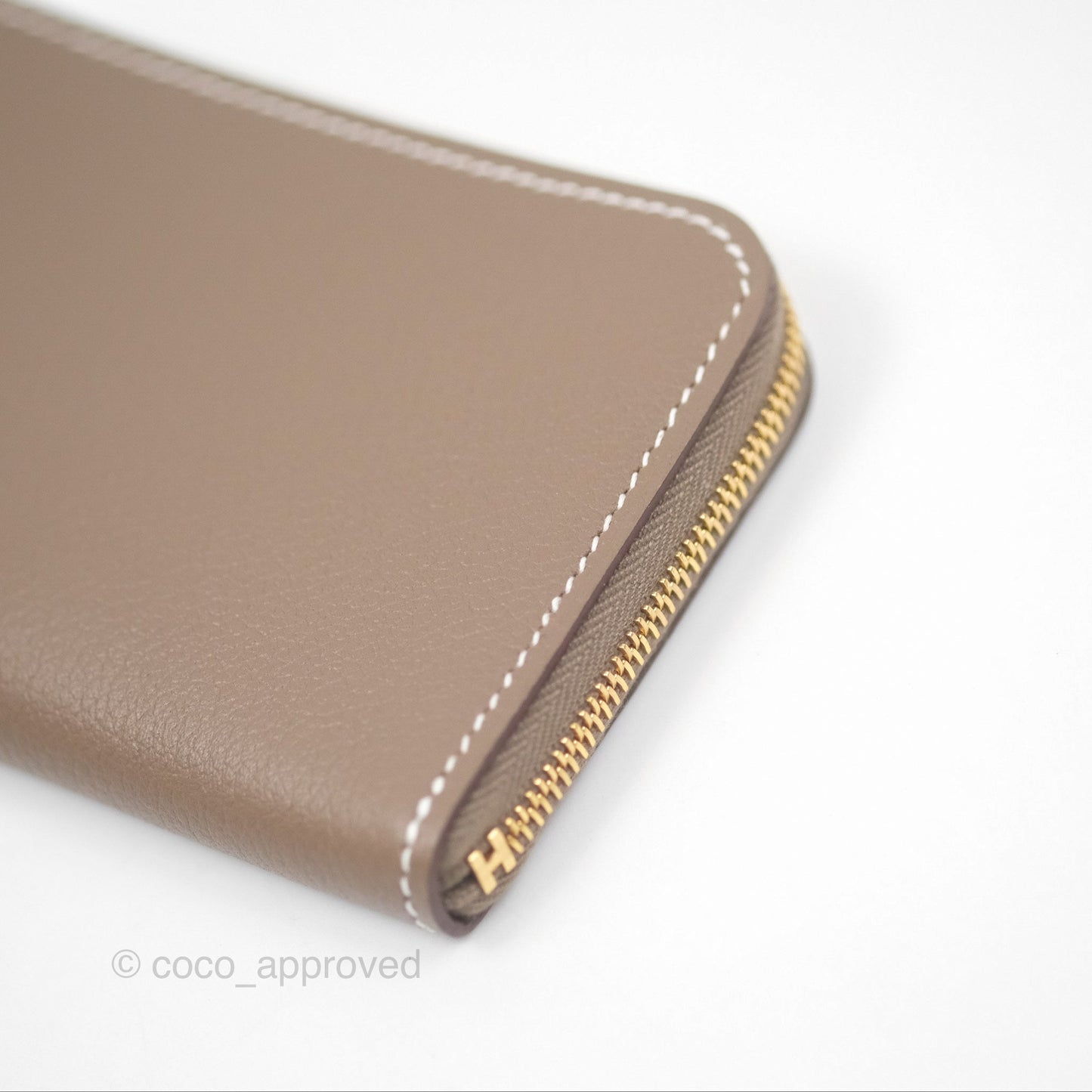 Hermès Zipengo Chaine d'Ancre Compact Card Holder Etoupe 18 Evercolor Gold Hardware