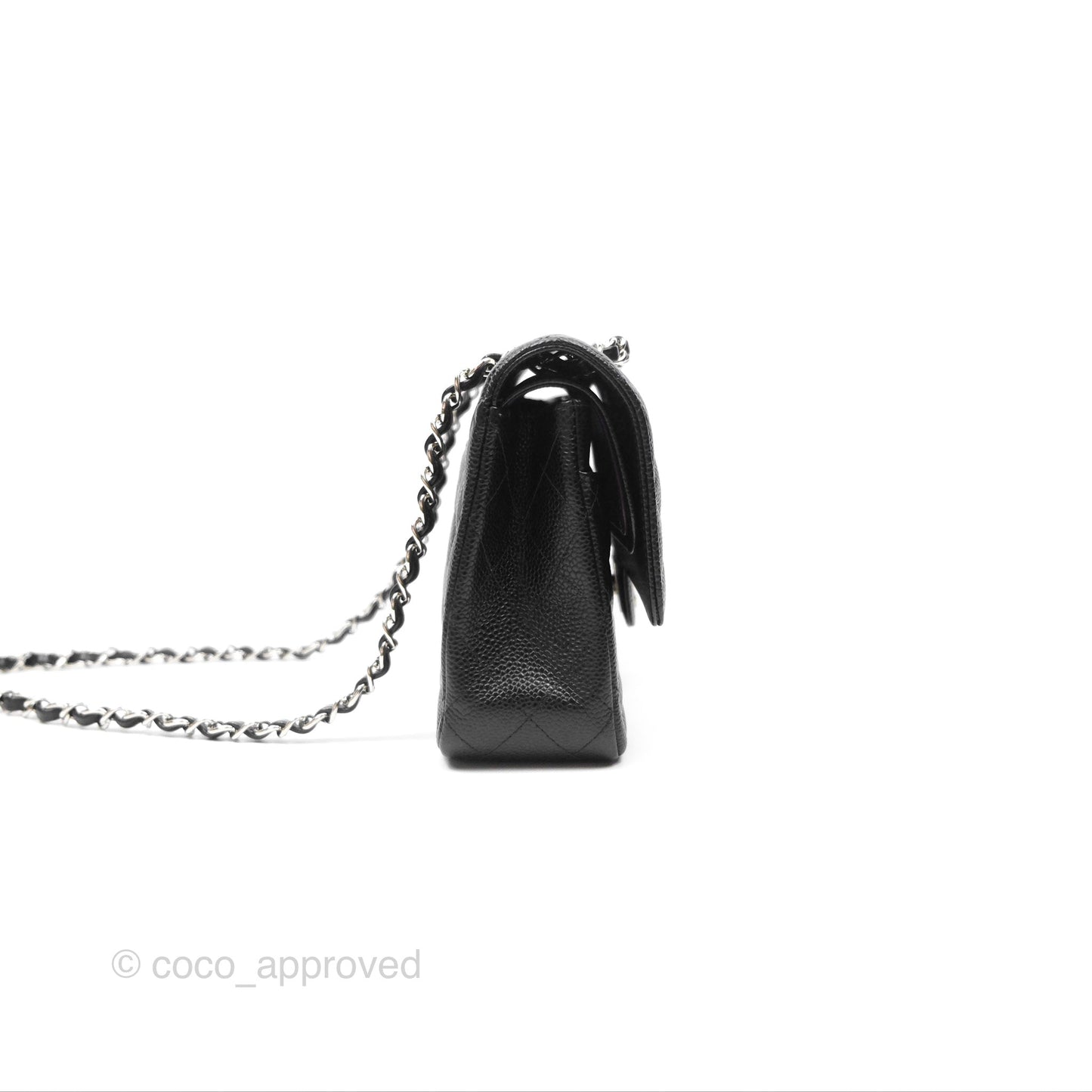 Chanel Classic M/L Medium Flap Quilted Black Caviar Silver Hardware