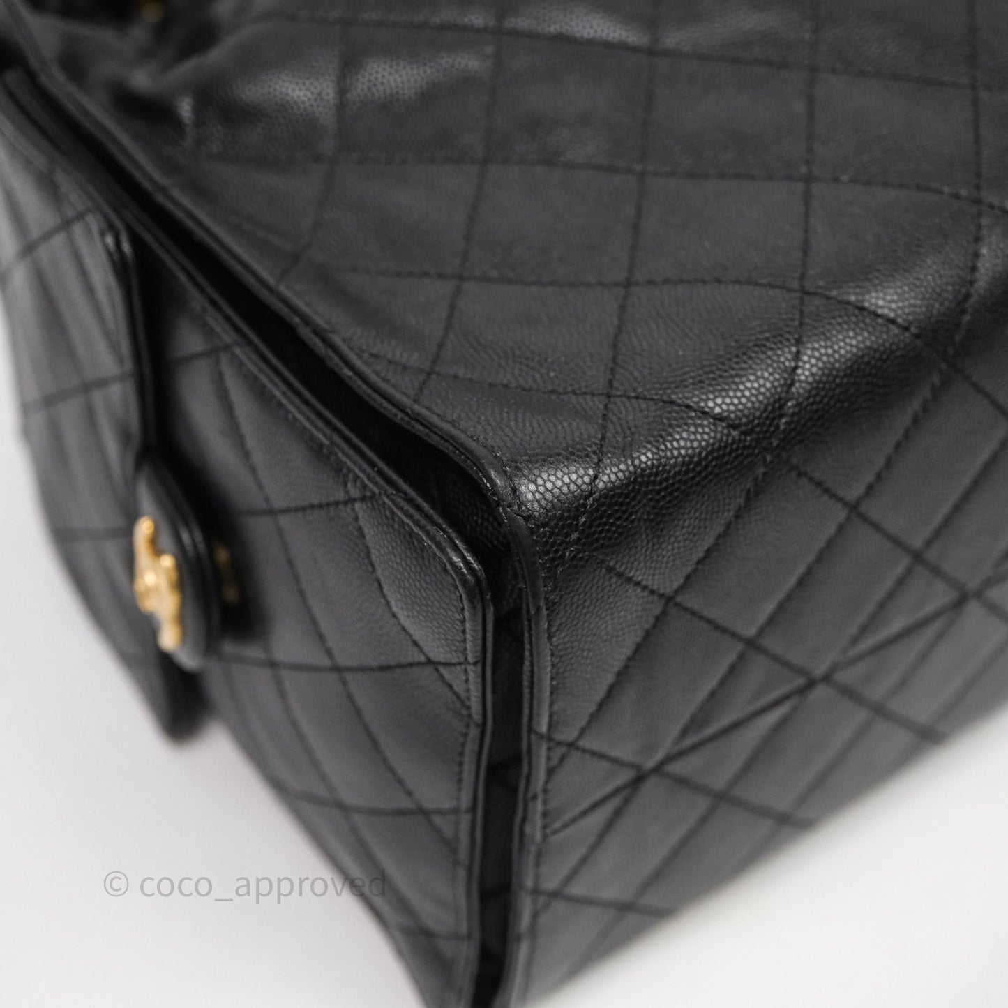 Chanel 25 Medium Black Caviar Aged Gold Hardware