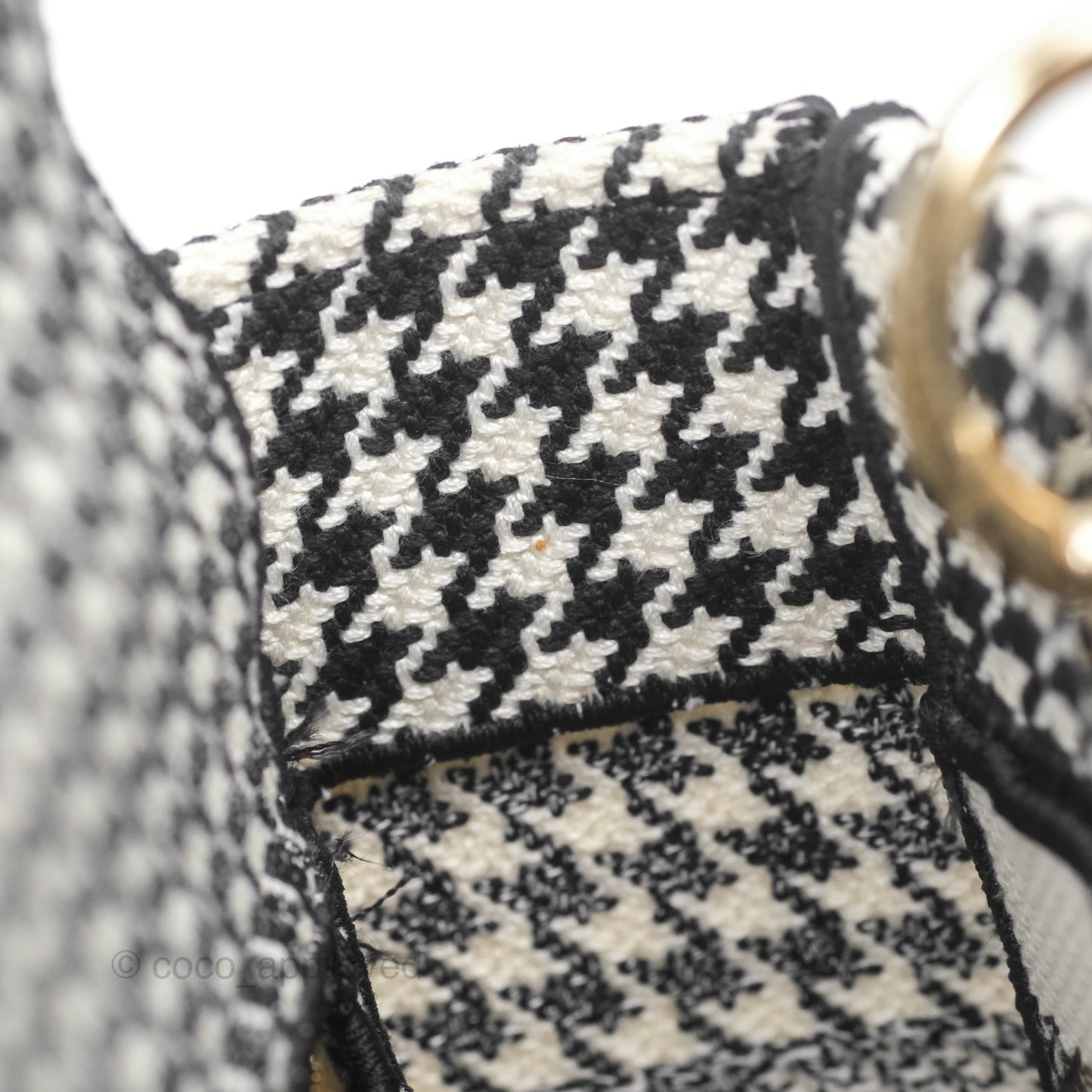Christian Dior Medium Lady D-Lite Bag Black White Houndstooth