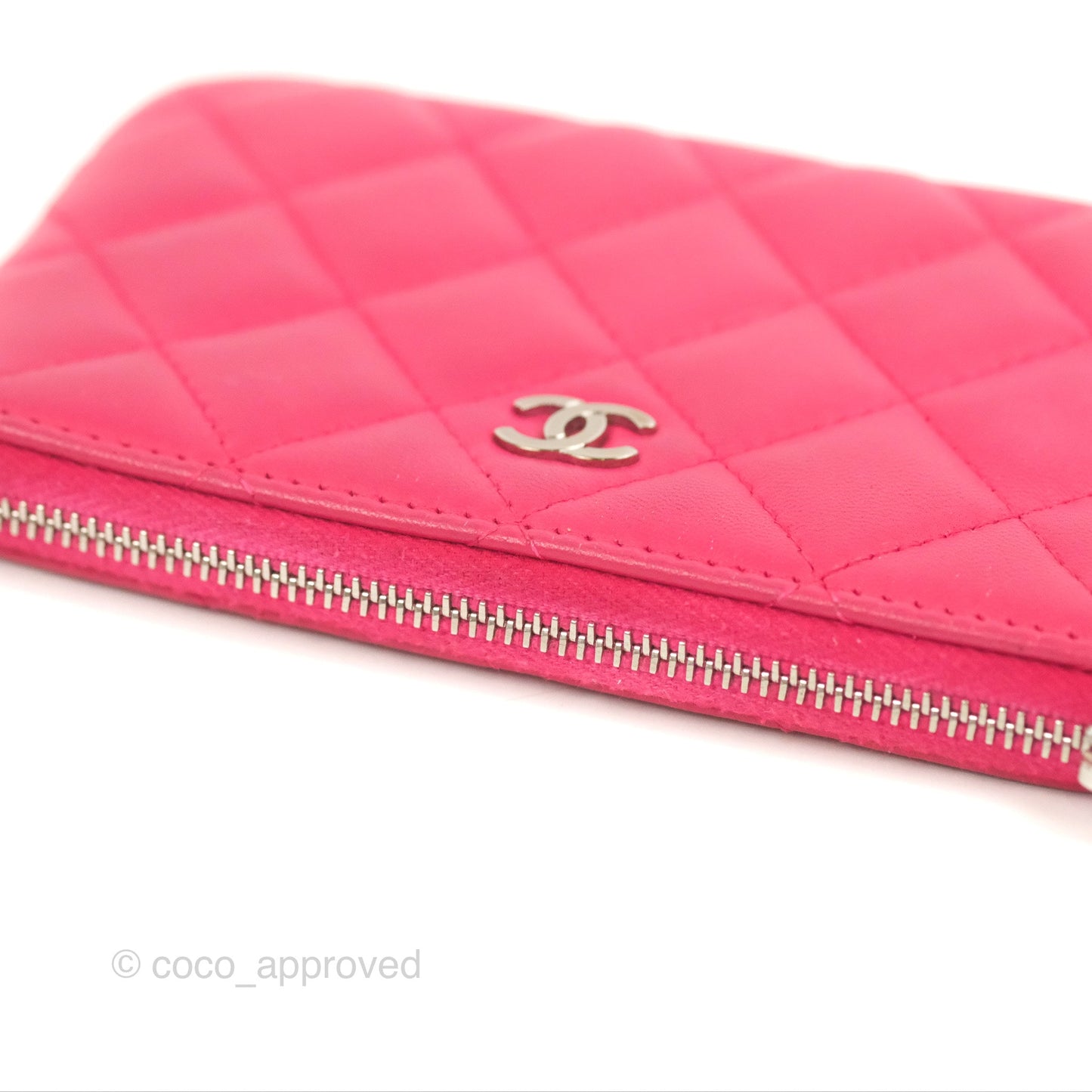 Chanel Quilted Mini O Case Pink Lambskin Silver Hardware