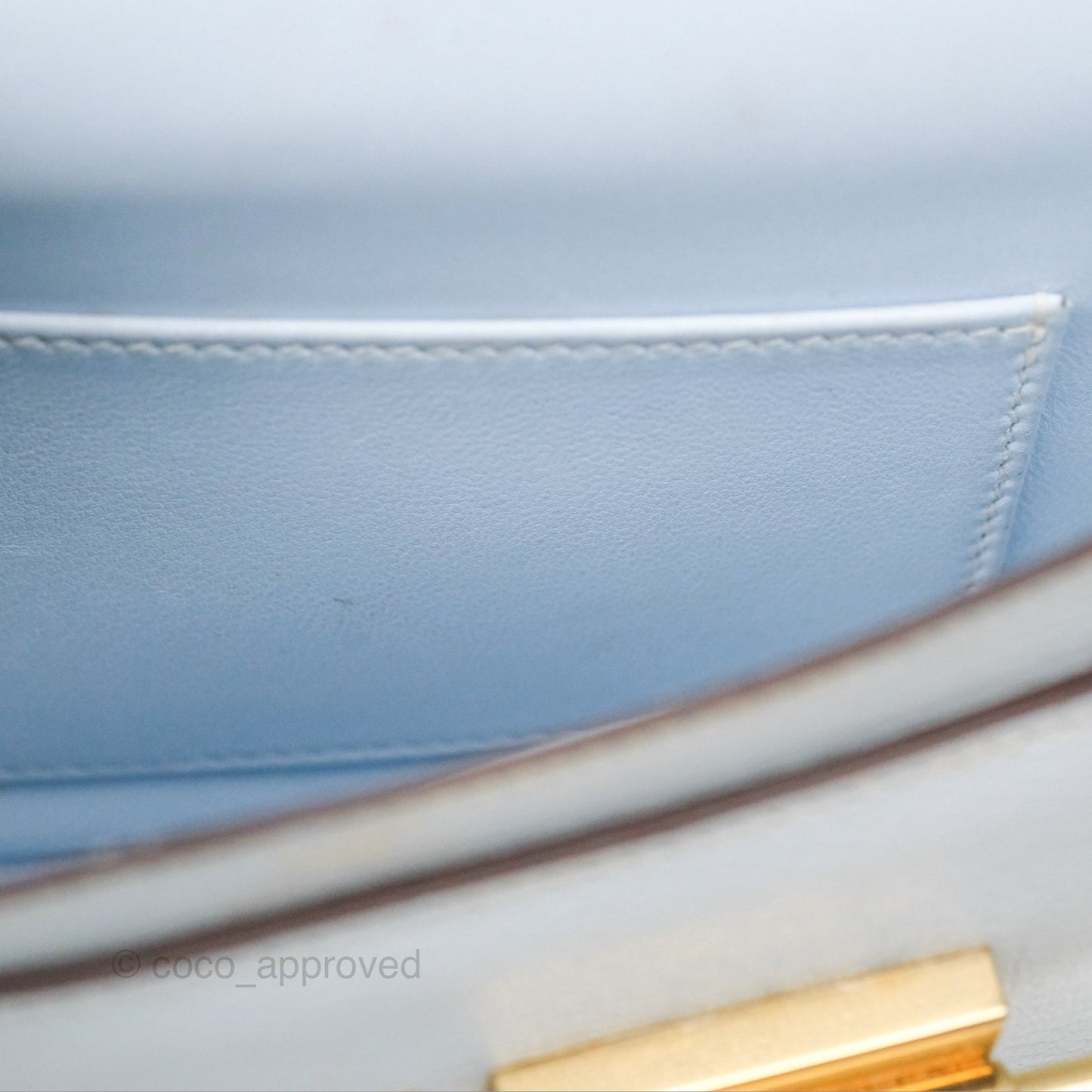 Hermes Mini Verrou Bleu Brume Chèvre Mysore Gold Hardware