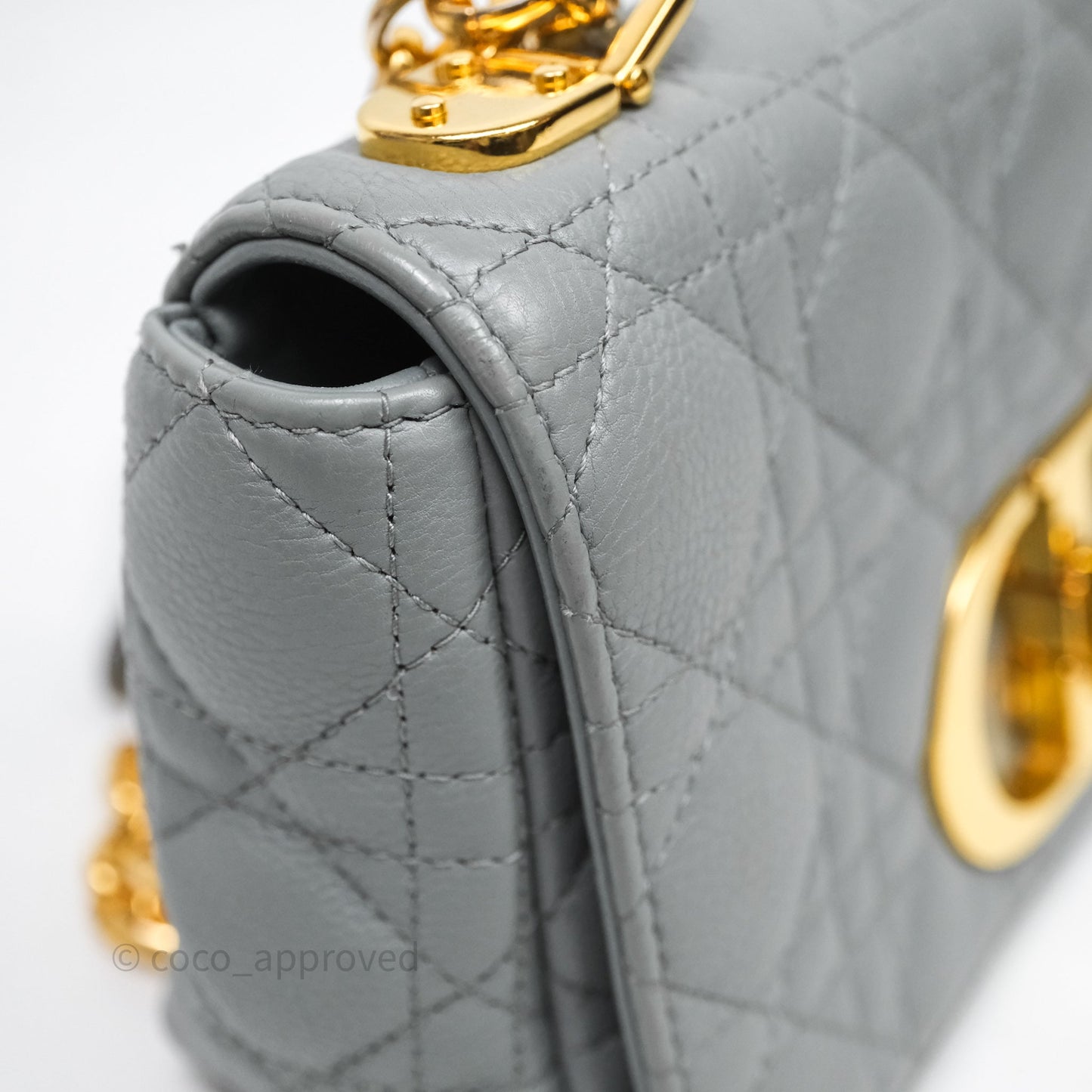 Christian Dior Small Caro Bag Stone Gray Supple Cannage Calfskin