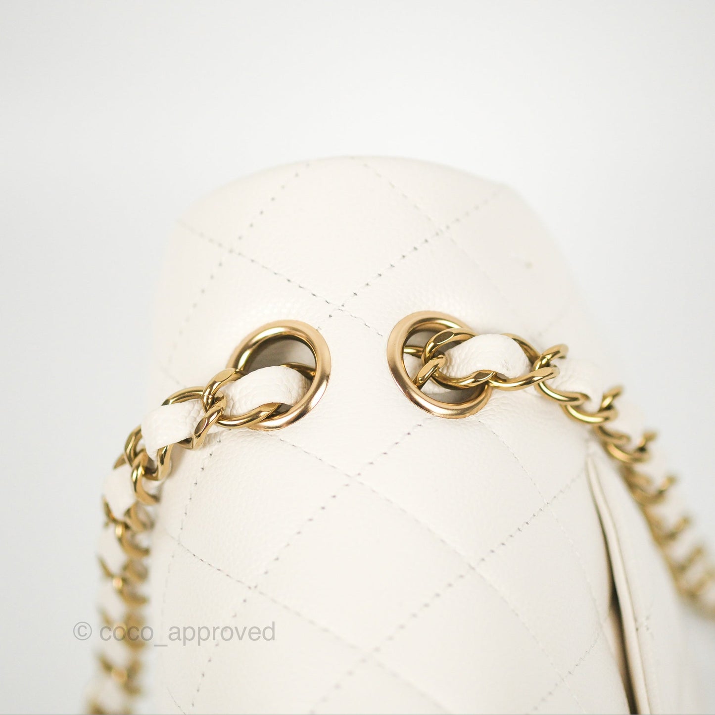 Chanel Classic M/L Medium Flap Quilted White Caviar Gold Hardware