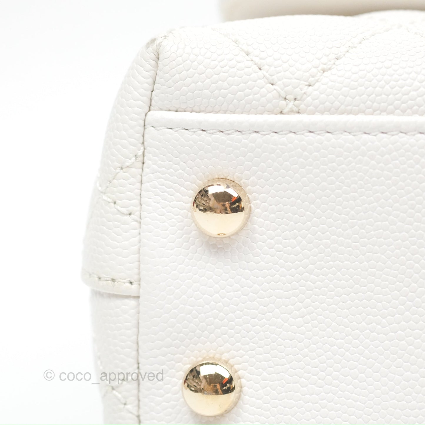 Chanel Extra Mini Quilted Coco Handle White Caviar Gold Hardware