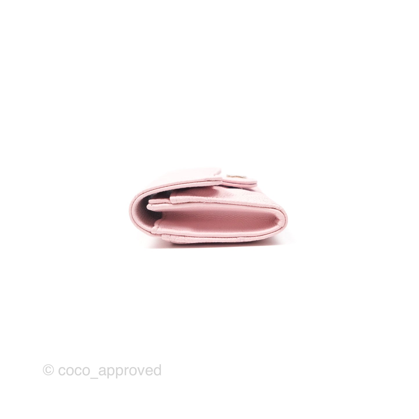 Chanel Quilted Flap Card Holder Caviar Pink Gold Hardware