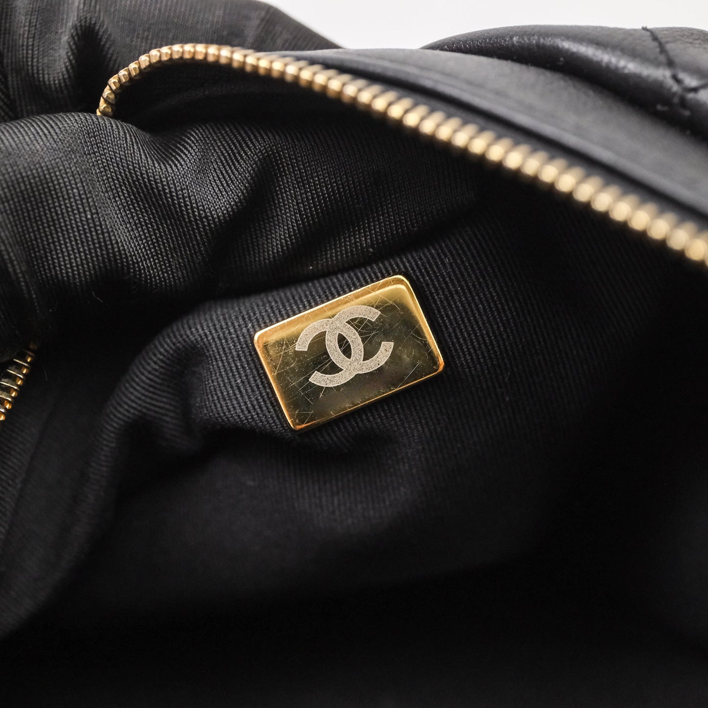 Chanel Hobo Bag Black Calfskin Aged Gold Hardware
