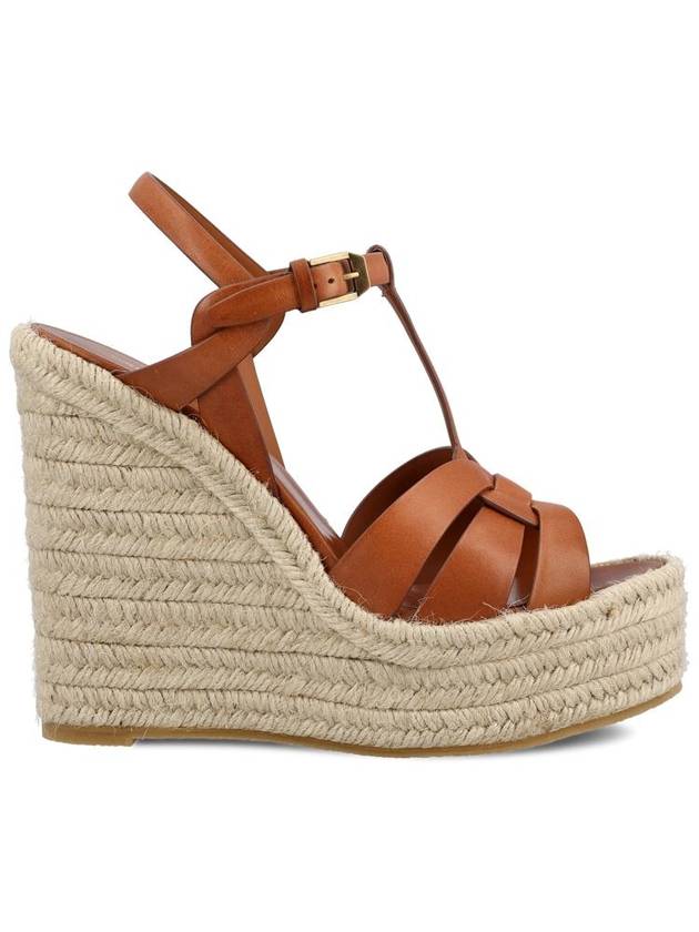 Luxury Saint Laurent Tribute Espadrille Wedge Heel Brown