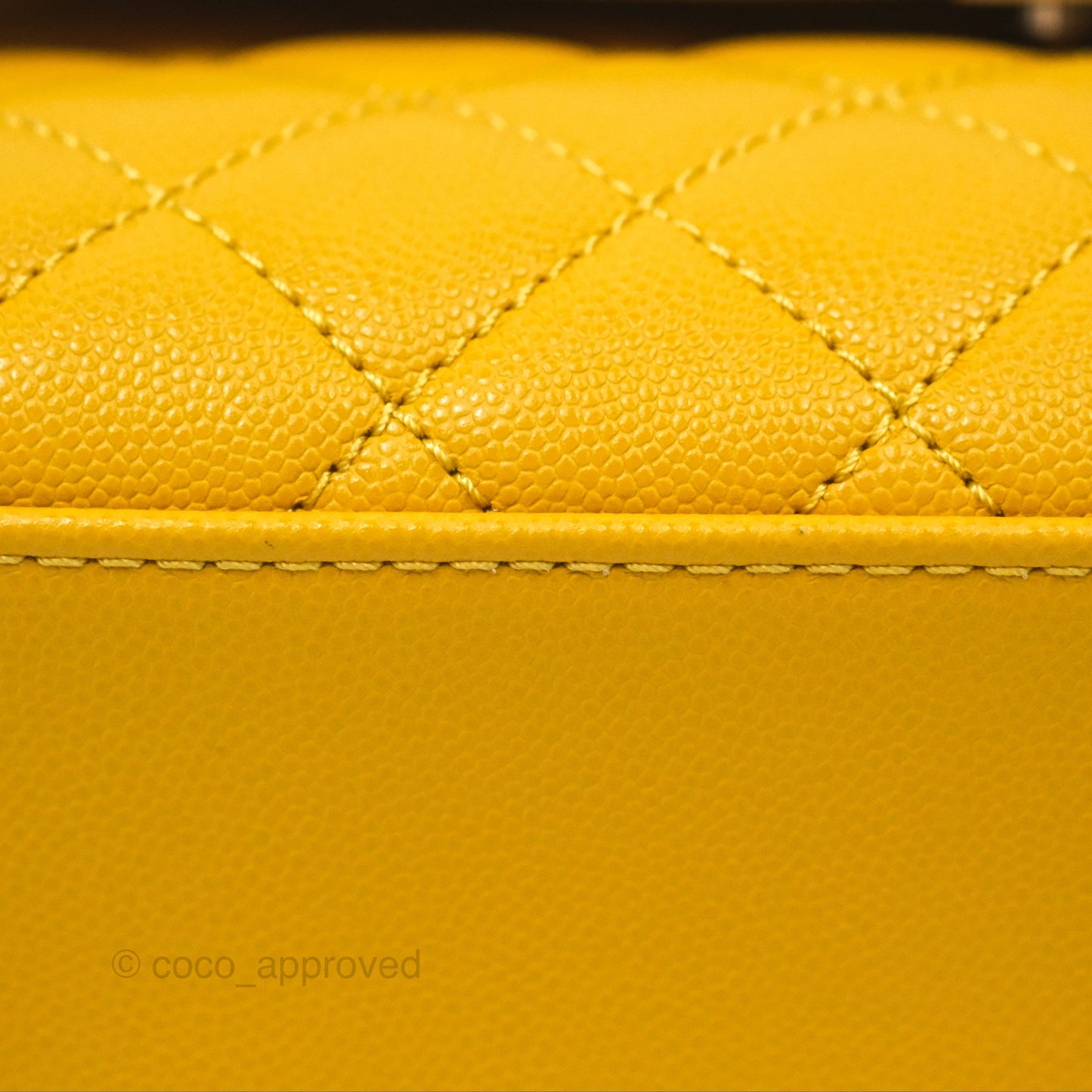 Chanel Small Coco Handle Mustard Yellow Caviar Gold Hardware