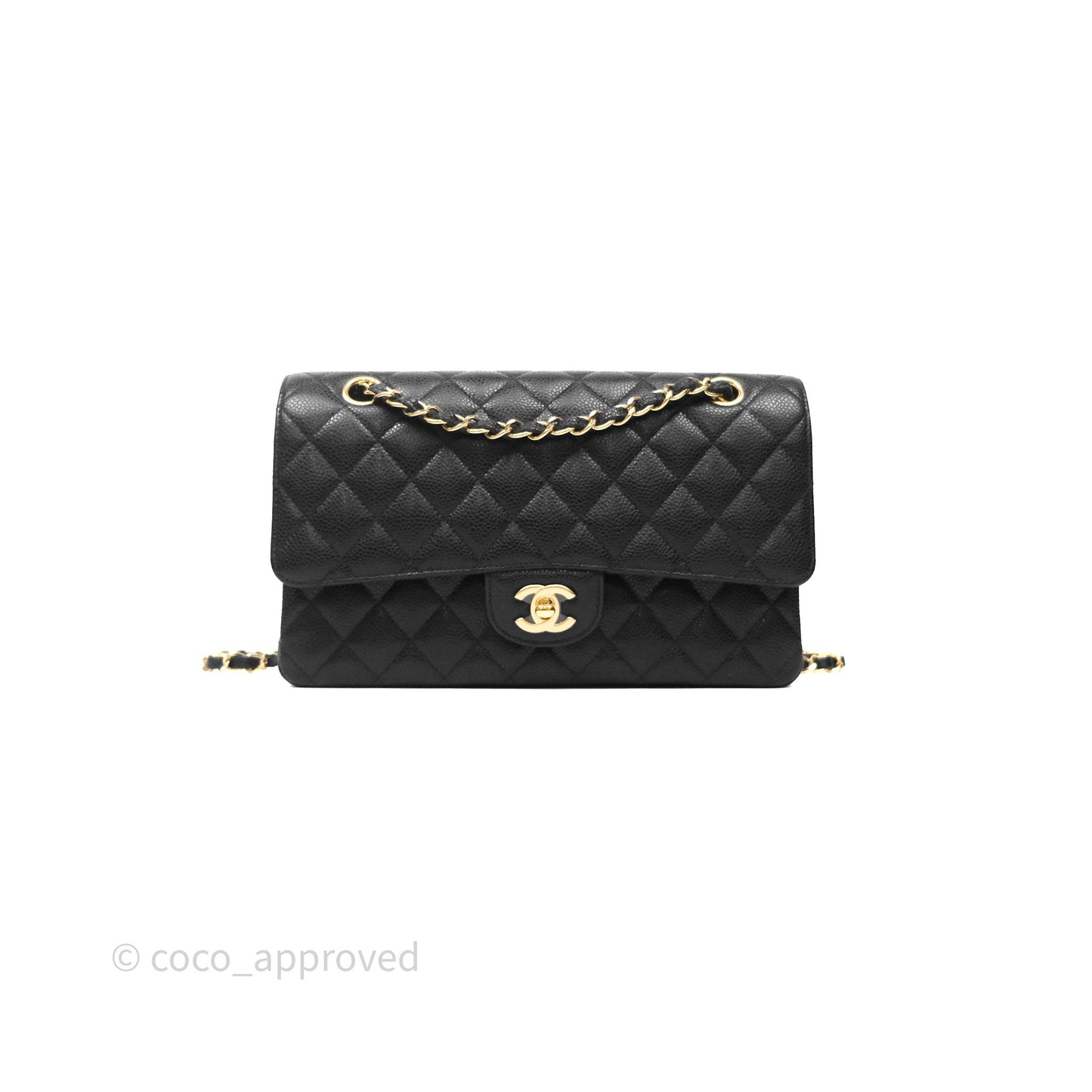 Chanel Classic Medium Flap Quilted Black Caviar Gold Hardware