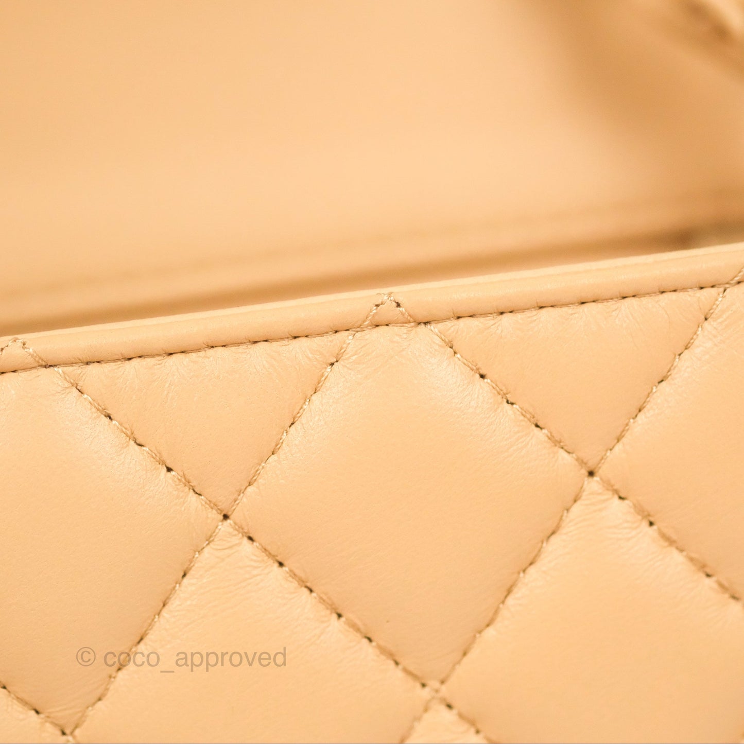 Chanel Quilted Mini Rectangular Flap Beige Lambskin Gold Hardware