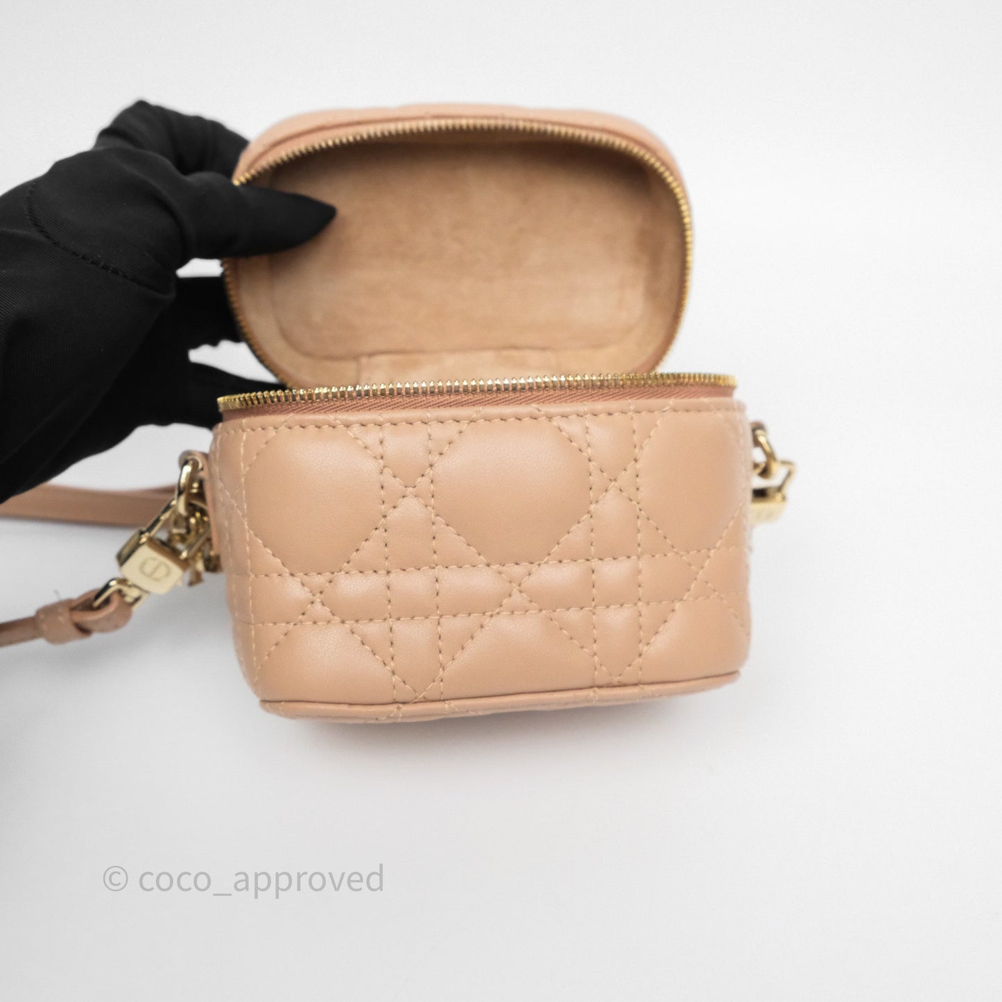 Dior Micro Lady Dior Vanity Case Rose Des Vents Pink Cannage Lambskin