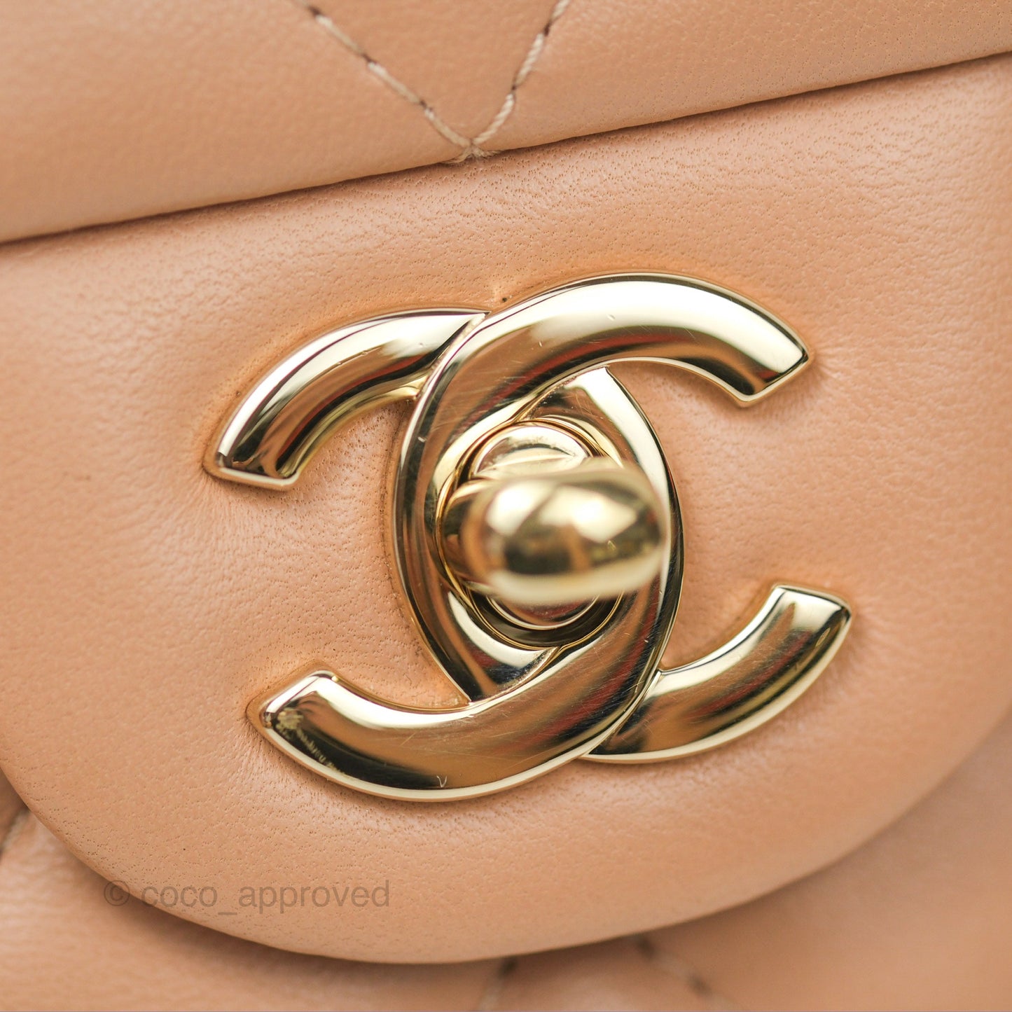 Chanel Quilted Mini Rectangular Beige Lambskin Gold Hardware