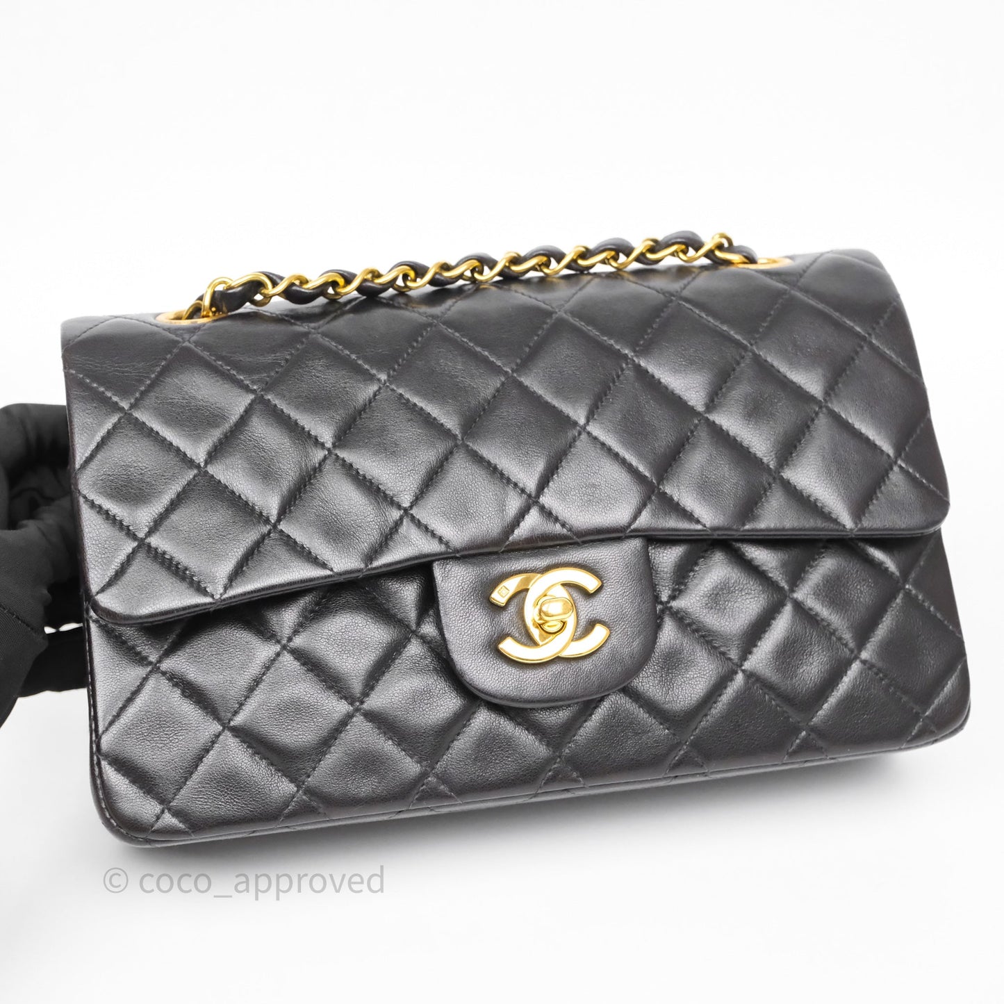 Chanel Vintage Small Classic Flap Black Lambskin 24K Gold Hardware