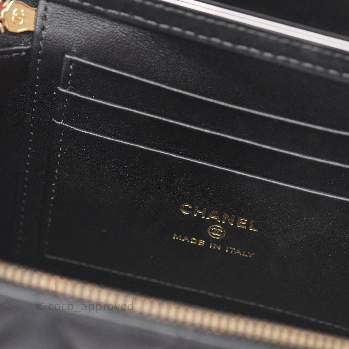Chanel Crystals Top Handle Vanity Rectangular Black Lambskin Gold Hardware