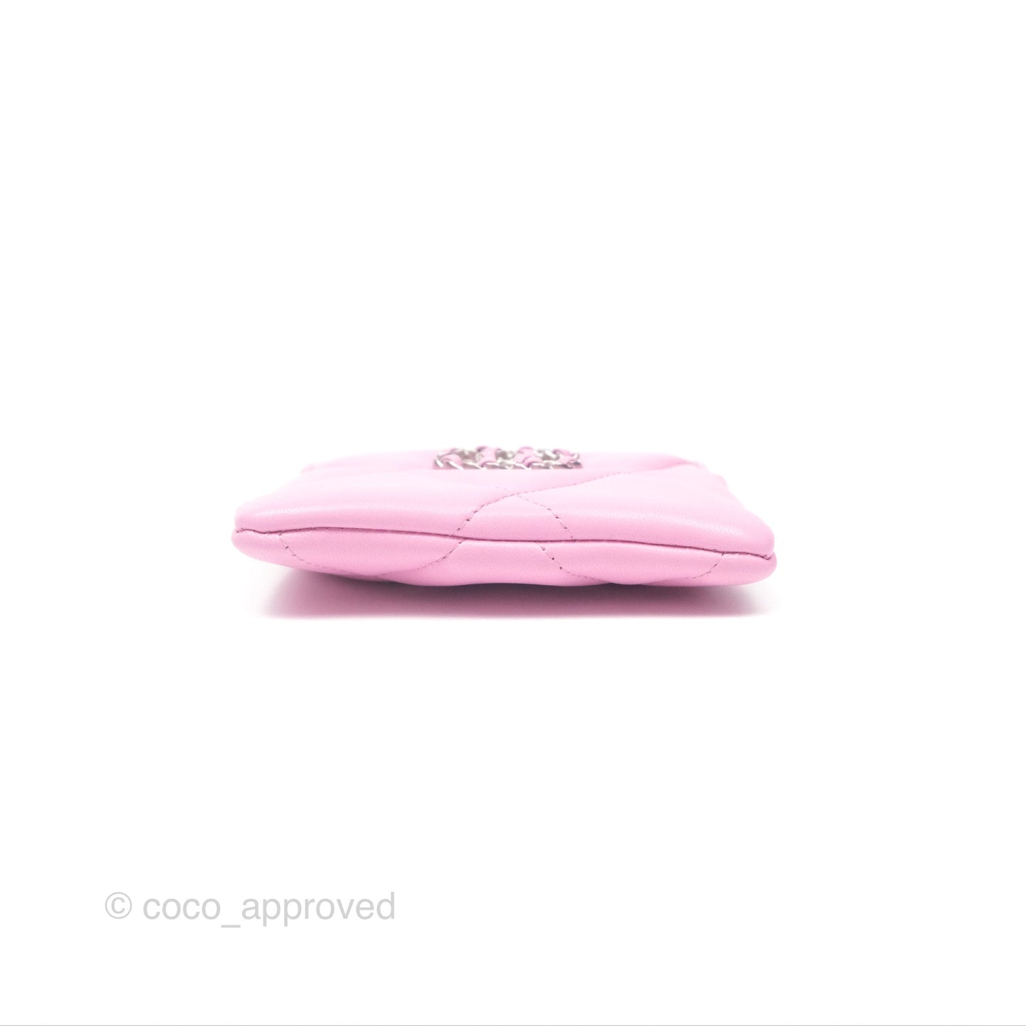 Chanel Quilted 19 Zip Card Holder Wallet Pink Lambskin