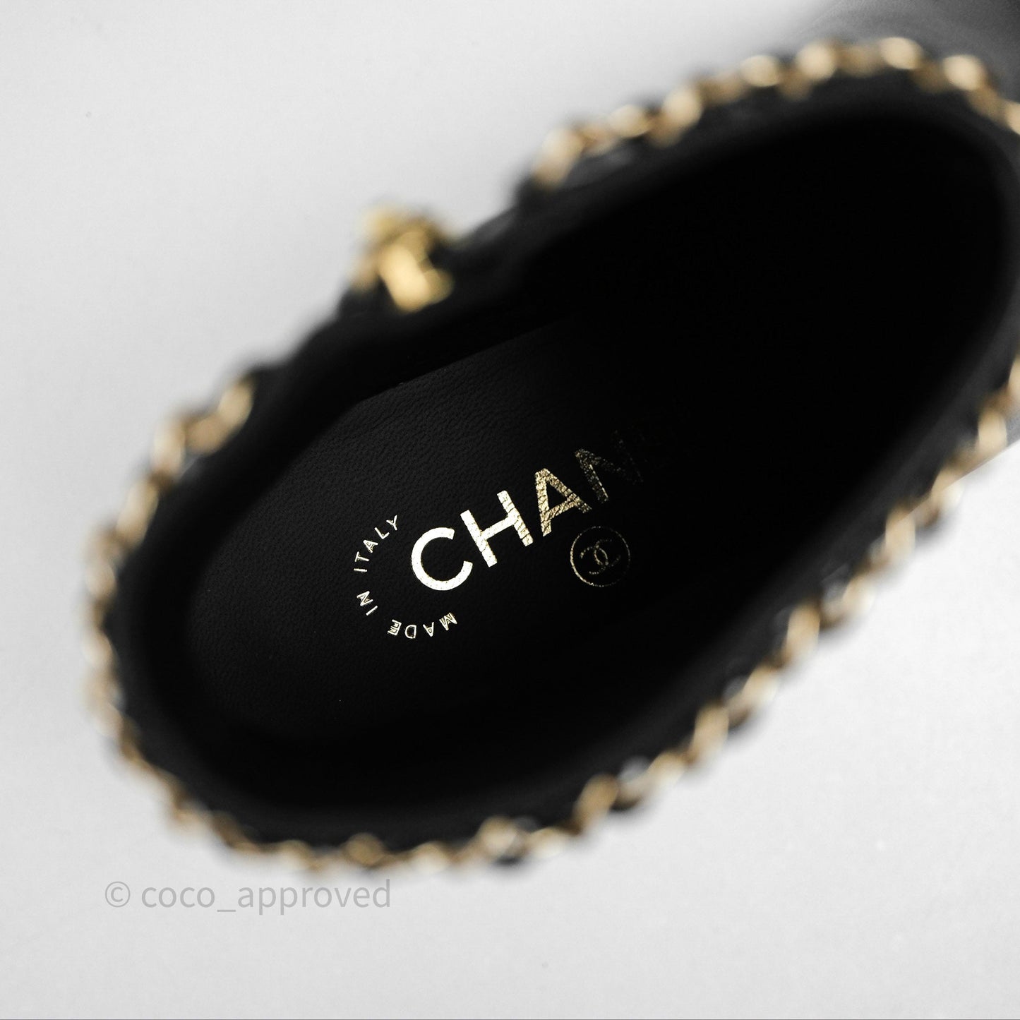Chanel Cap Toe Chain Ankle Boots Lambskin Size 36.5