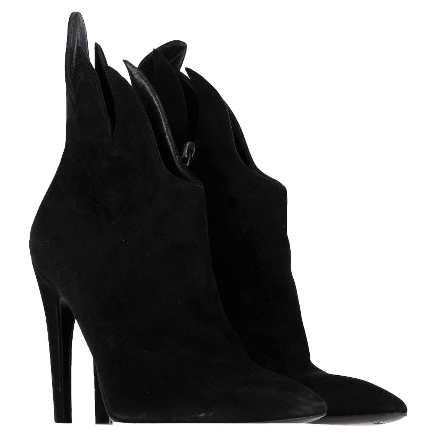 Luxury Bottega Veneta Flame Heeled Ankle Boots in Black Suede