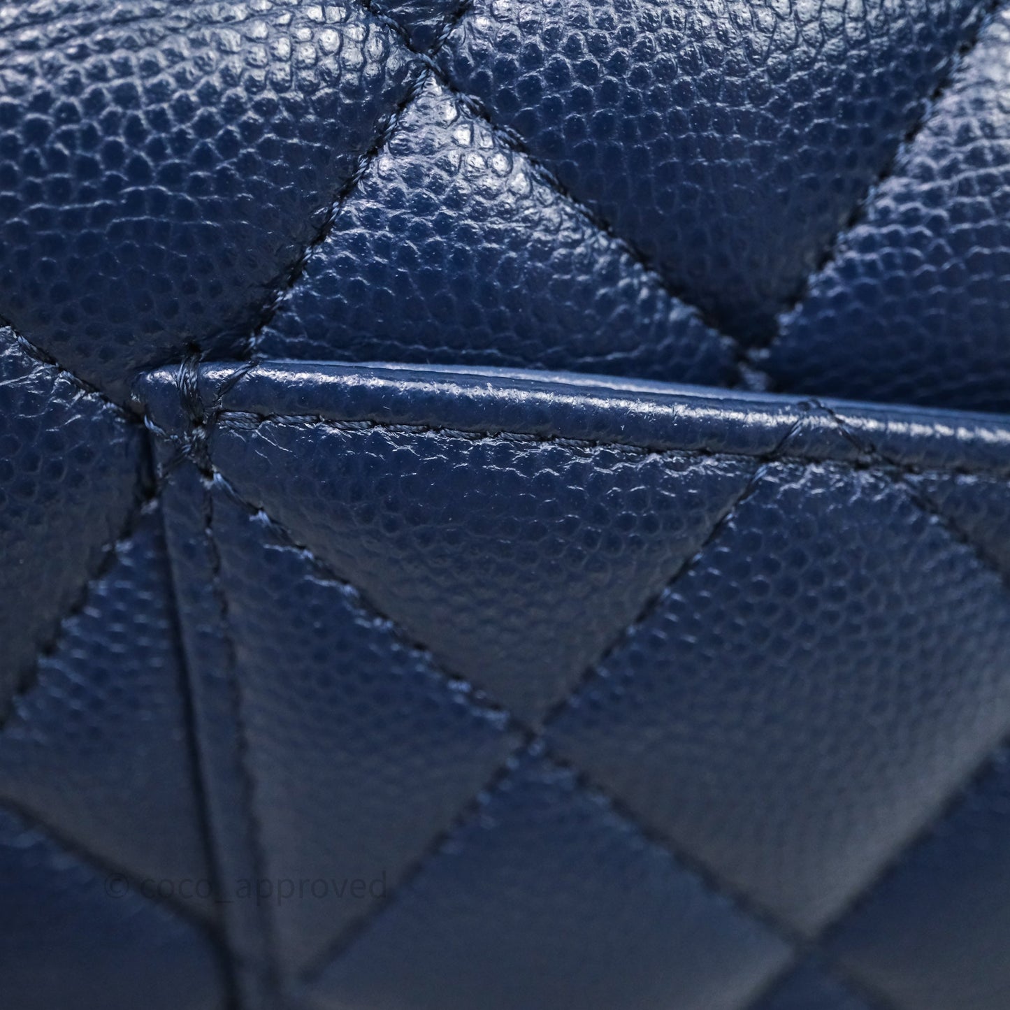 Chanel Medium Classic Flap Quilted Dark Blue Caviar Gold Hardware