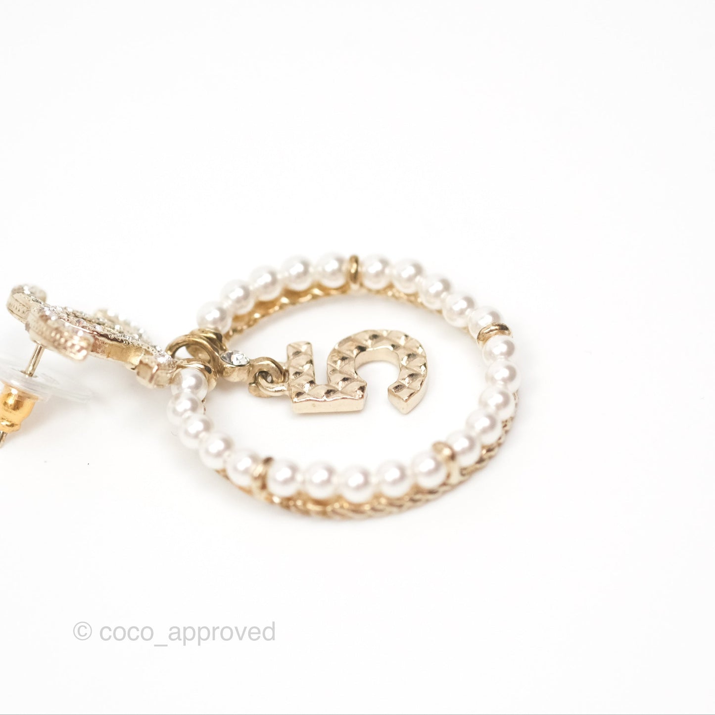 Chanel CC Crystal Pearl Ring No 5 Drop Earrings 20C