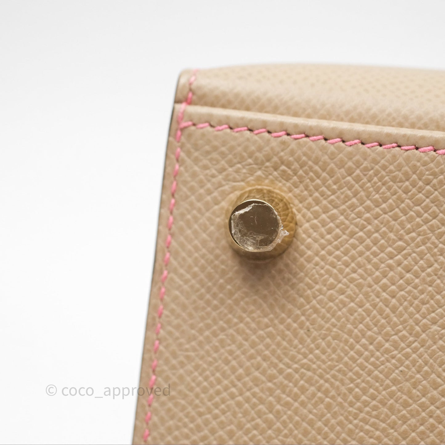 Hermès Kelly 25 Sellier Begie/Pink Epsom Gold Hardware