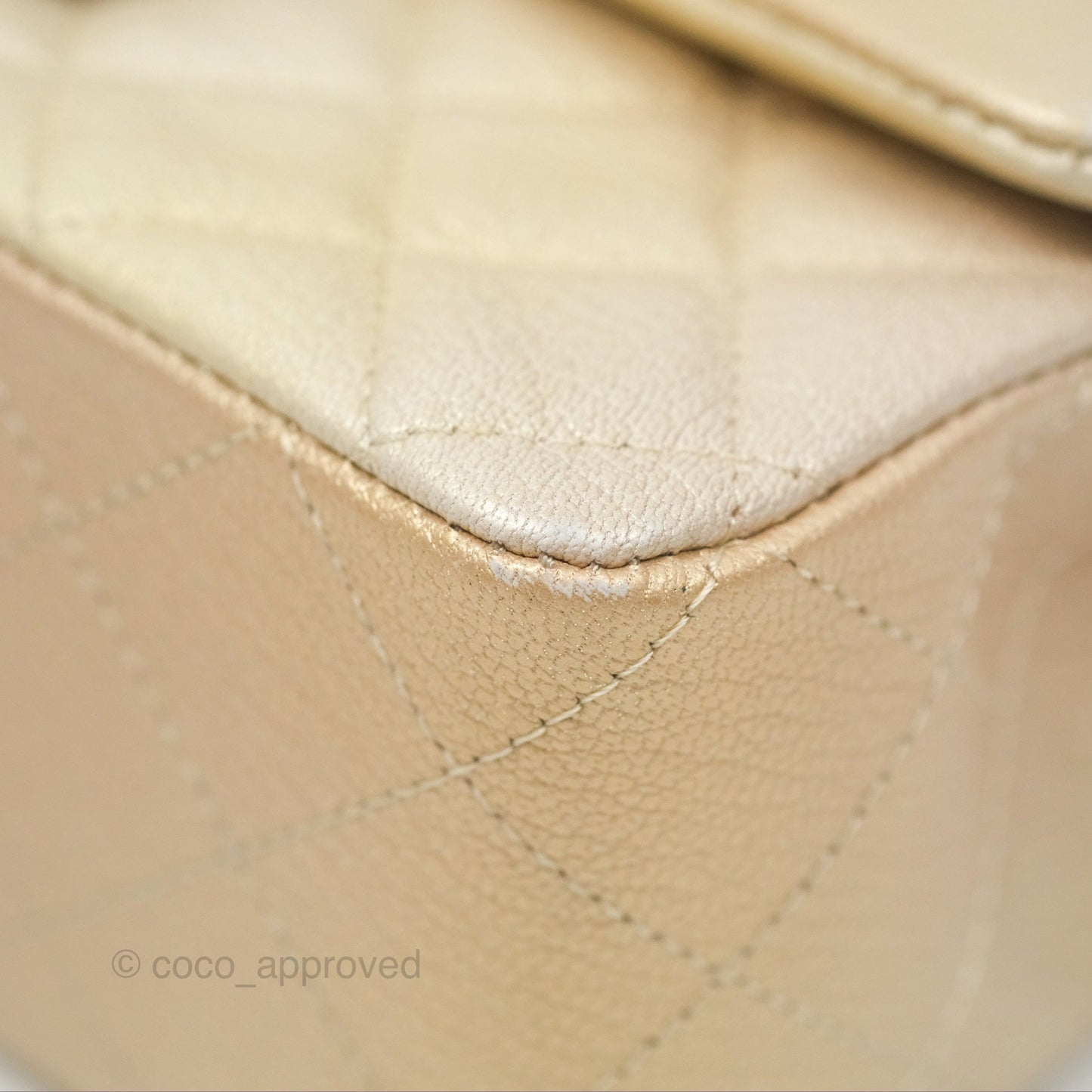 Chanel Mini Rectangular Flap Beige Ombre Iridescent Goatskin Aged Gold Hardware 22C