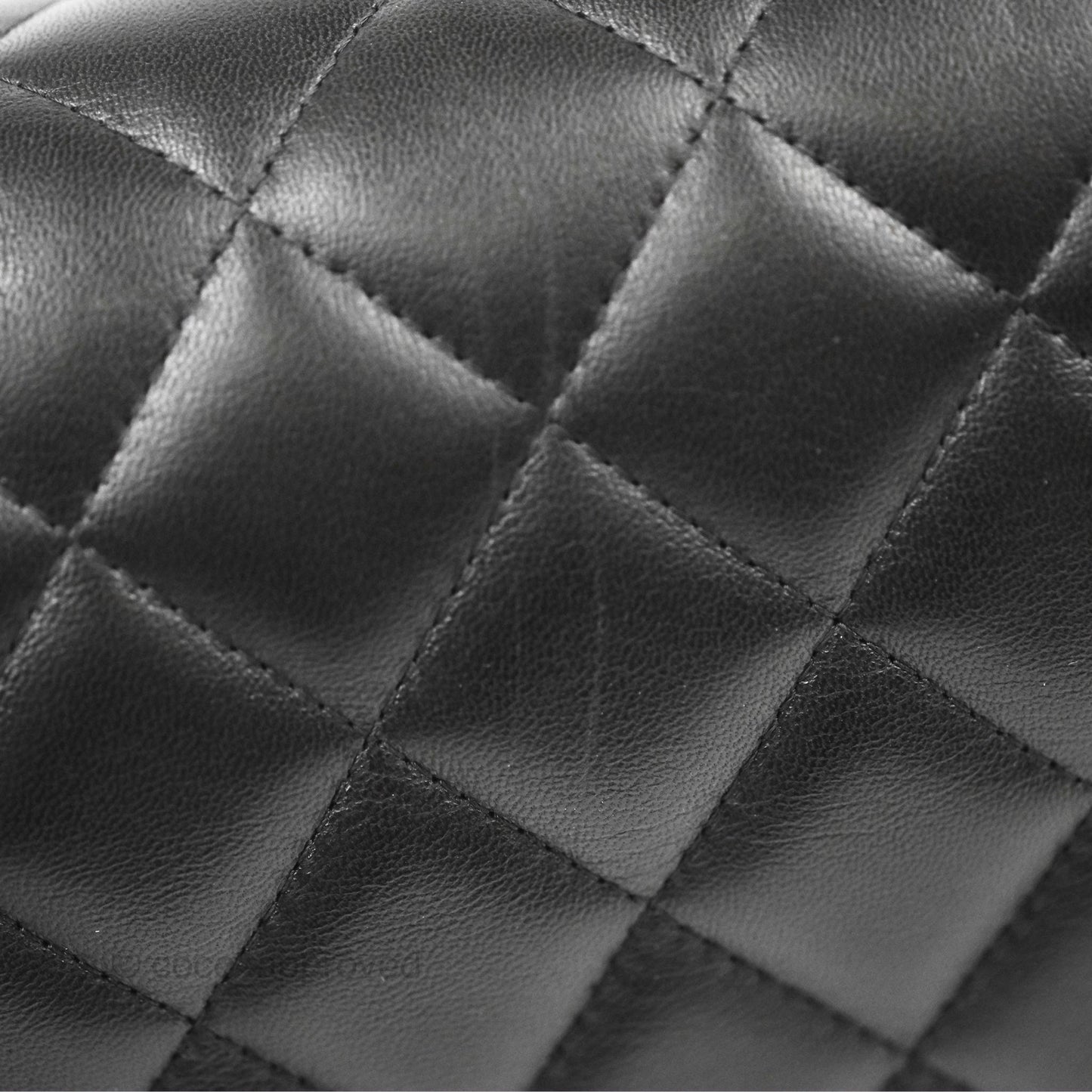 Chanel Quilted Maxi Double Flap Black Lambskin Silver Hardware