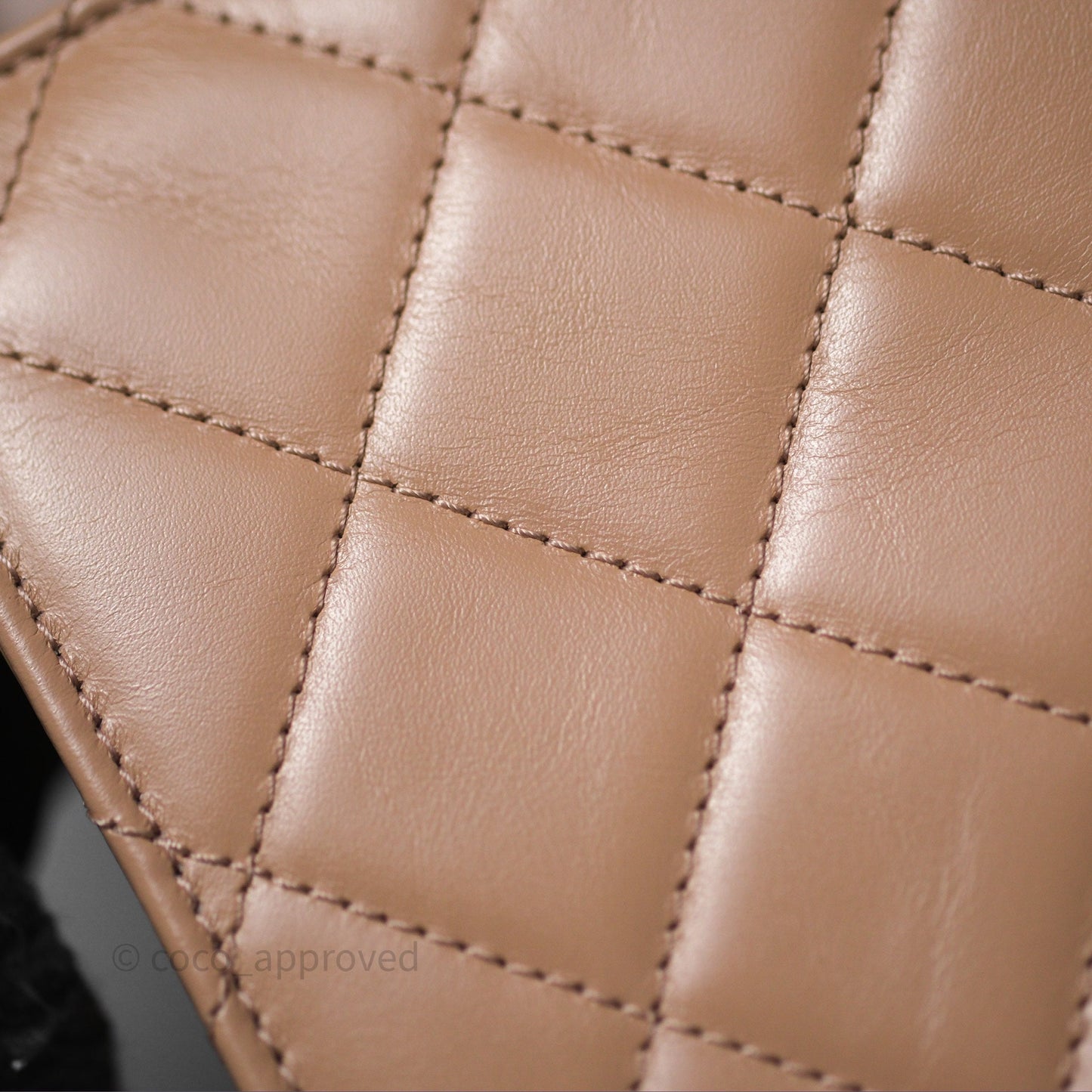 Chanel Quilted Small Perfect Fit Adjustable Beige Calfskin Gold Hardware 21A