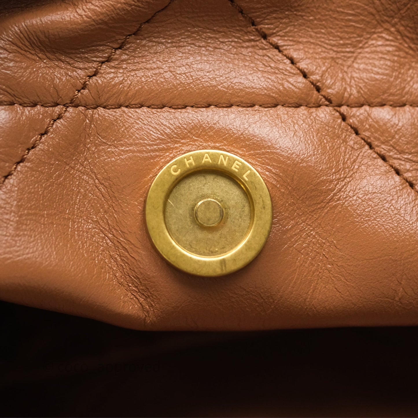 Chanel 22 Small Beige Shiny Calfskin Aged Gold Hardware