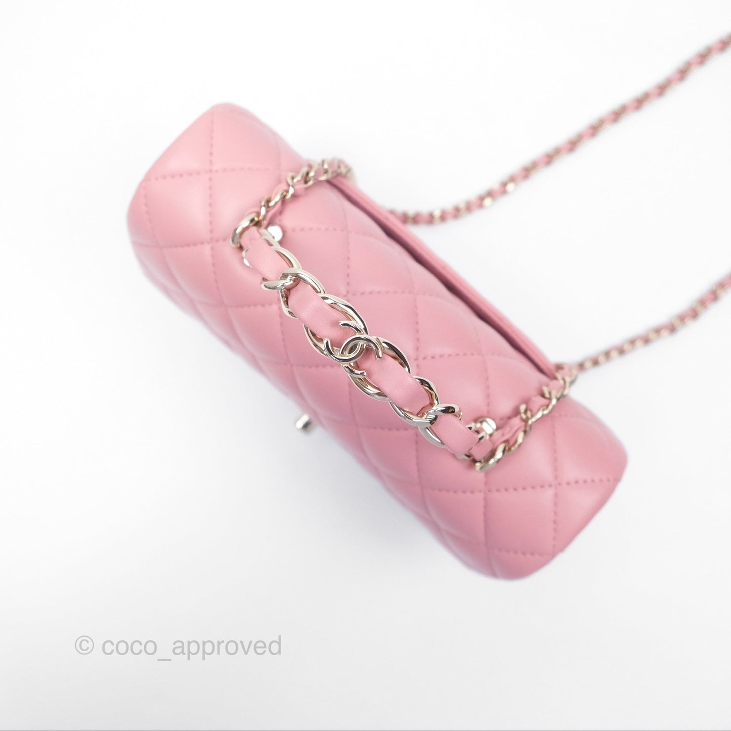Chanel Top Handle Mini Rectangular Flap Bag Pink Lambskin Gold Hardware